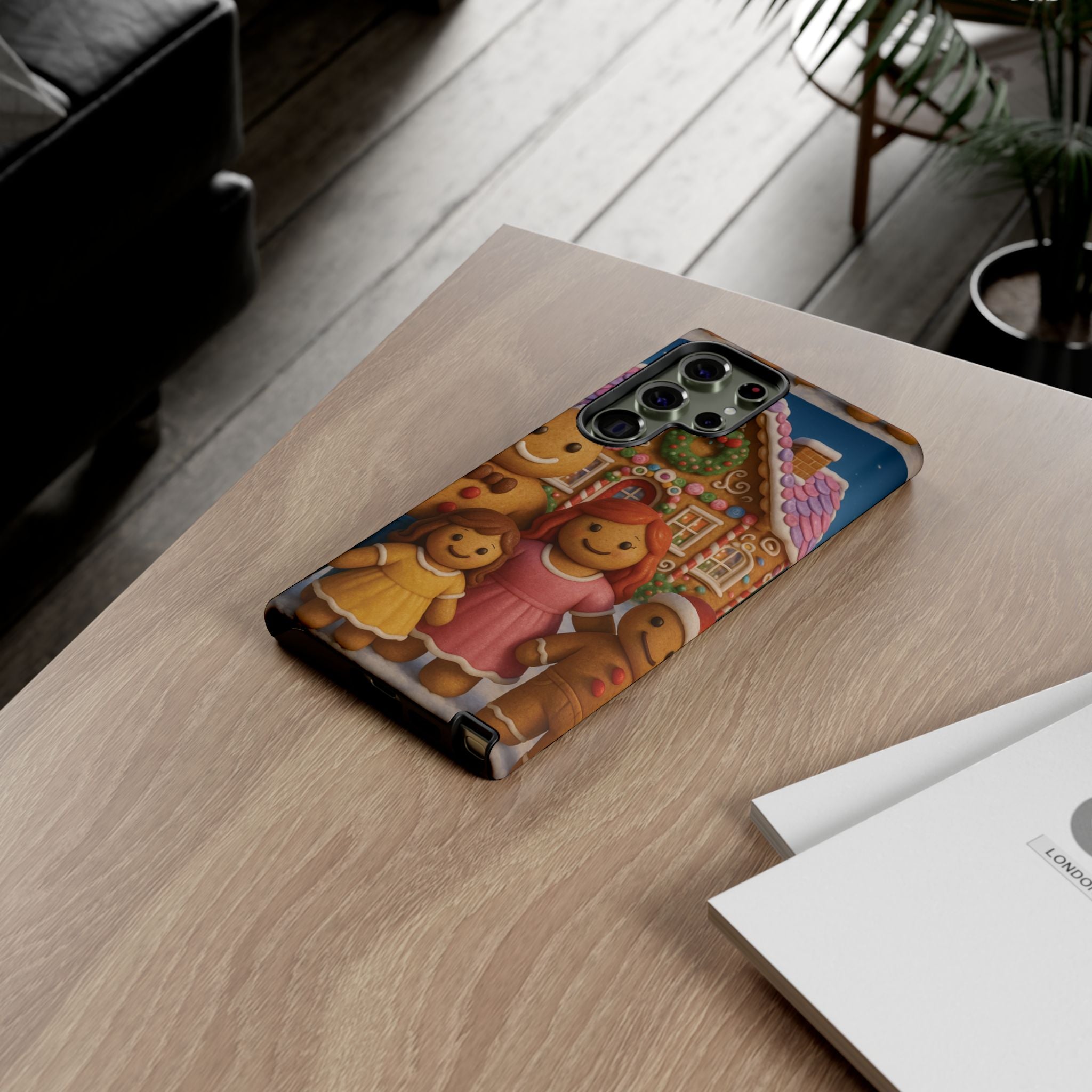 Coque de téléphone esthétique Famille en Pain d'Épices – Design d'inspiration vintage sur le thème de Noël – Étui stylé pour modèles iPhone et Samsung Galaxy