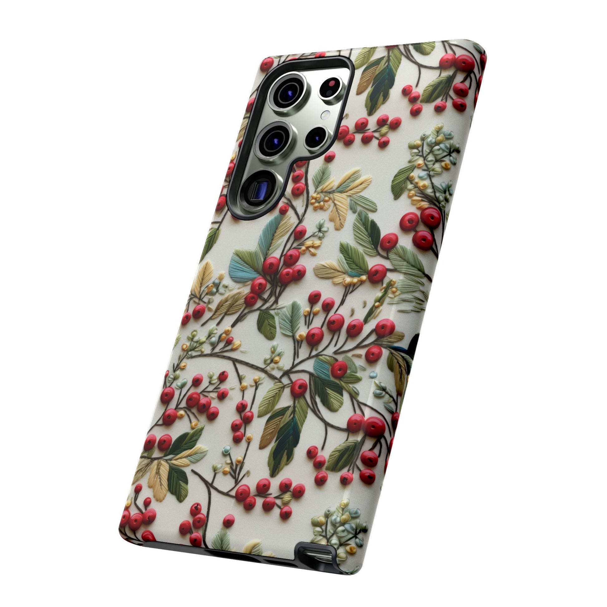 Holly Christmas Wildflowers Boho Chic Design Phone Case - Stylish, Protective Cover for All Models Gift for Mom Accessory Gift for Her