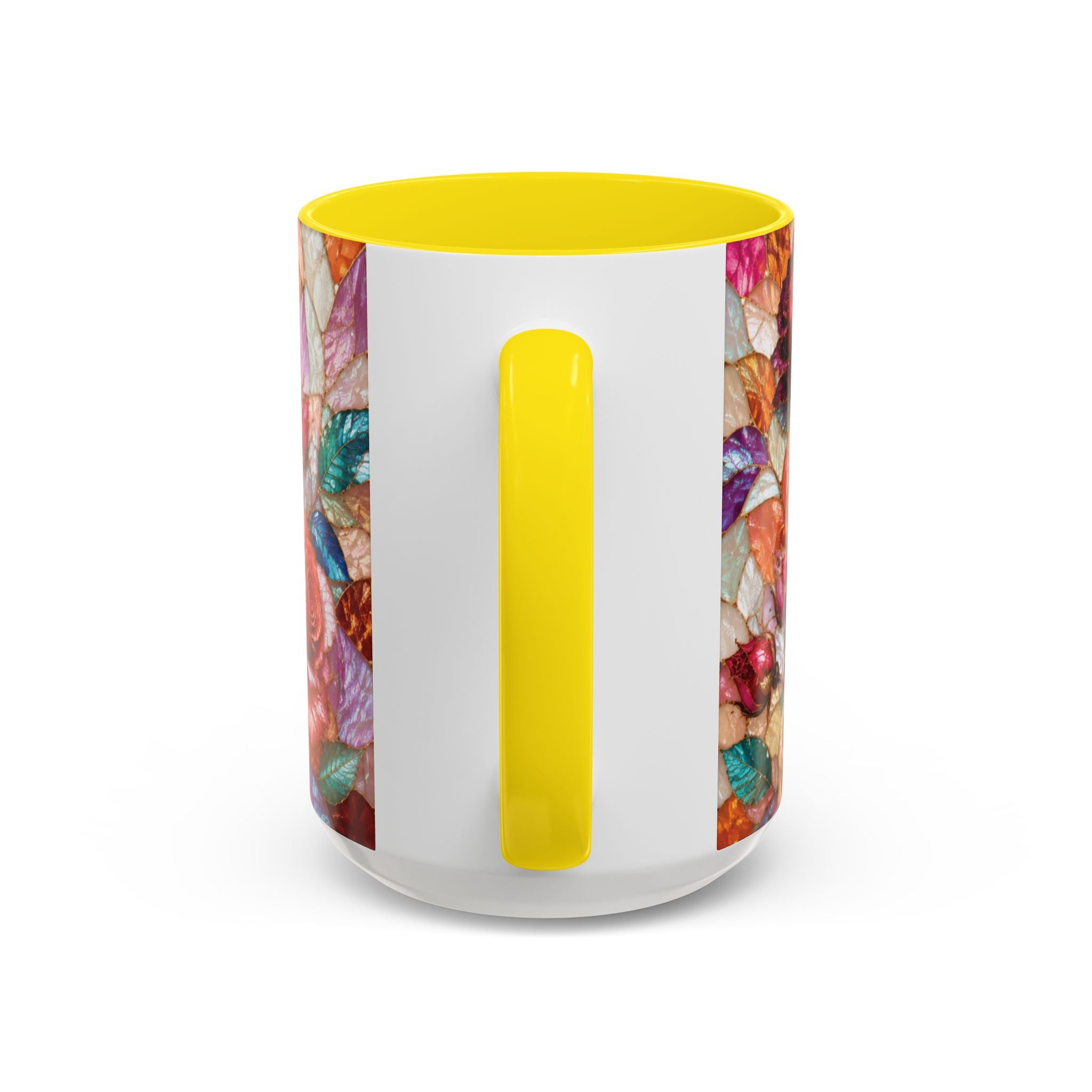 Floral Stained-Glass Accent Coffee Mug Colorful Rose Pattern (11/15 oz) Gift for Her