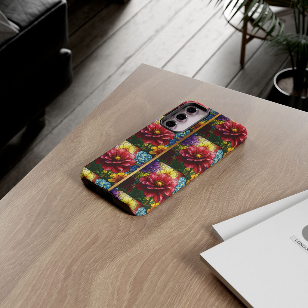 Stained Glass Illusion Floral Phone Case  3D Colorful Flower Design, Protective Christian Gift, Fits iPhone, Samsung, Google Pixel