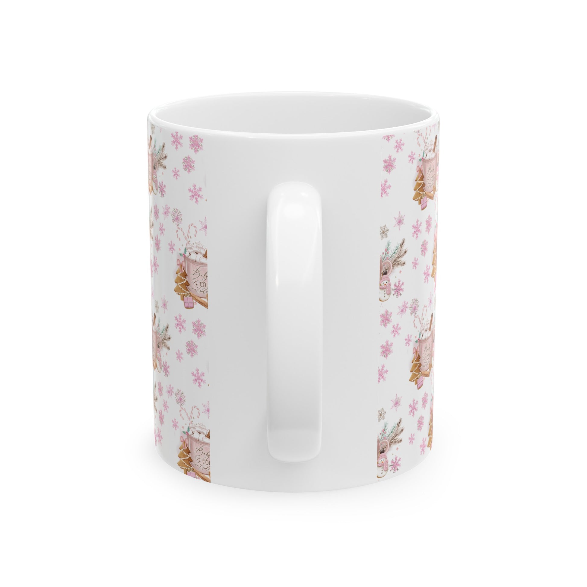 Pink Baby it's Cold Outside Coffee Ceramic Mugs Perfect for Your Morning Brew | 11 oz & 15 oz Sizes Floral Mug for Tea, Cocoa, and More Unique Bohemian Design Gift for Nature Lovers - MRSBYVALLE