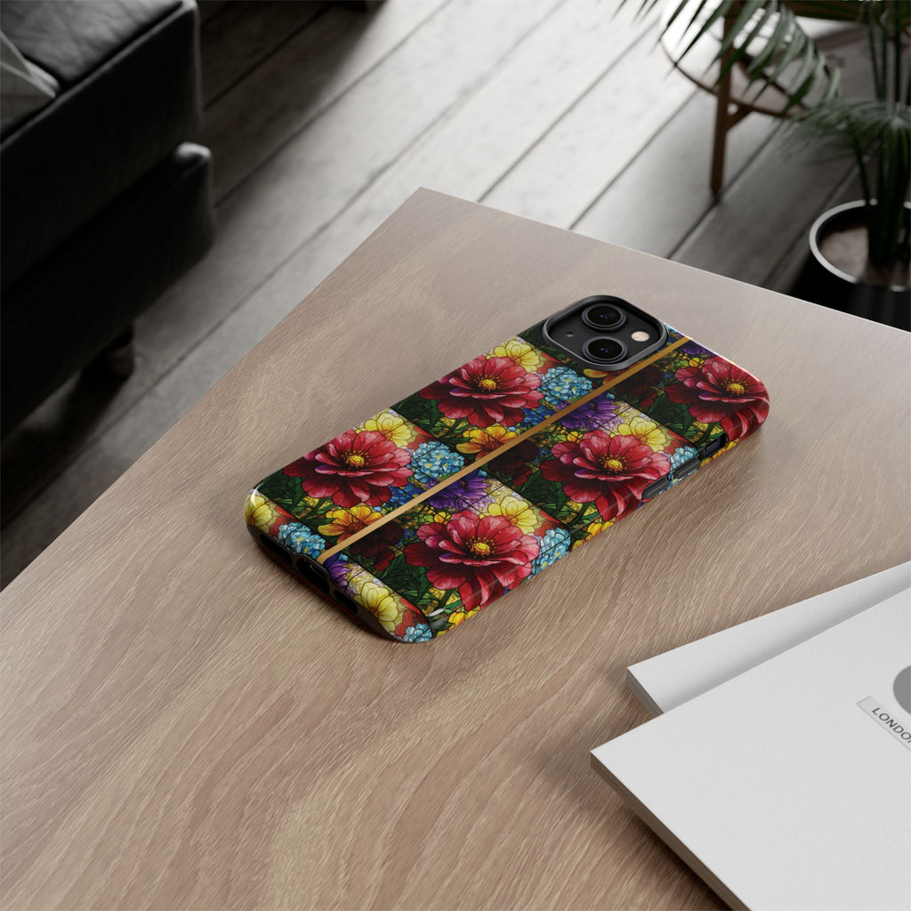 Stained Glass Illusion Floral Phone Case  3D Colorful Flower Design, Protective Christian Gift, Fits iPhone, Samsung, Google Pixel