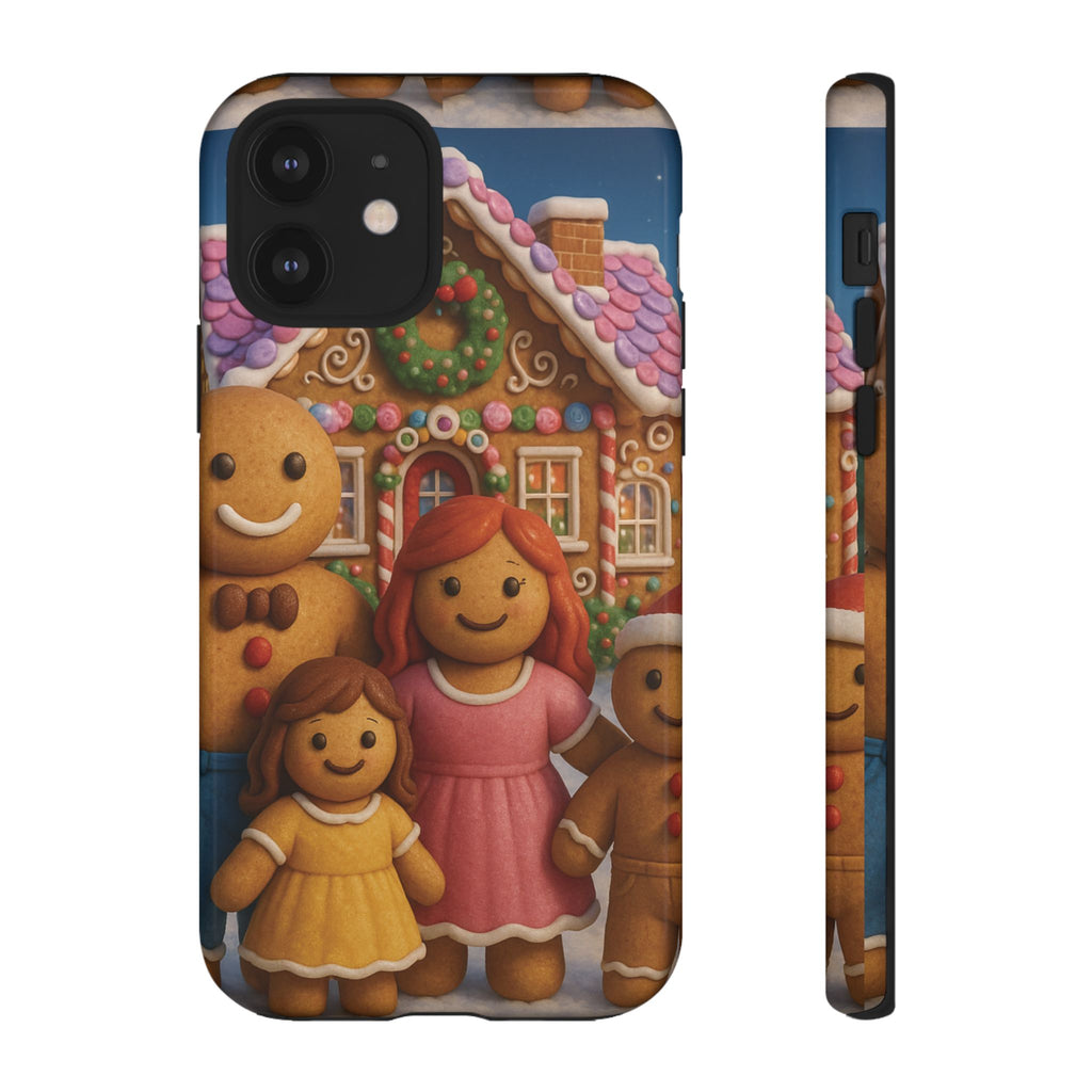 Coque de téléphone esthétique Famille en Pain d'Épices – Design d'inspiration vintage sur le thème de Noël – Étui stylé pour modèles iPhone et Samsung Galaxy