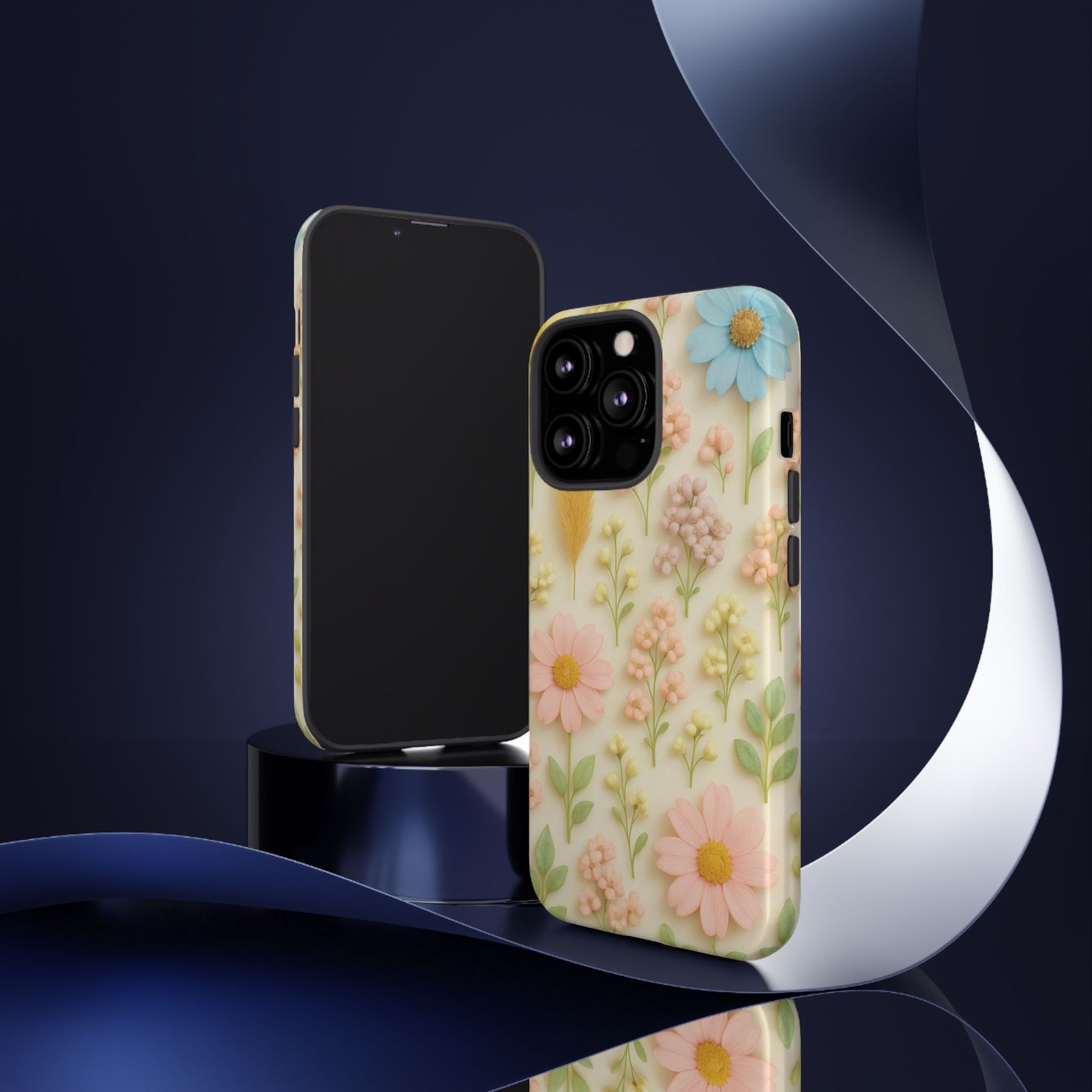 Pastel Dried Flowers Illusion Phone Case 3D Realistic Pressed Floral Design, Bright Botanical Aesthetic, Soft Nature-Inspired CoveriPhone & Galaxy