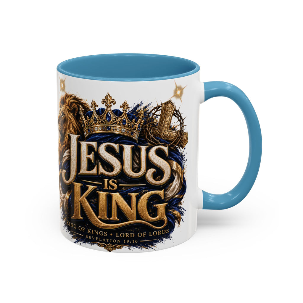 Jesus Is King Coffee Mug Christian Faith Accent Mug (11/15oz) Gift for Dad Mom