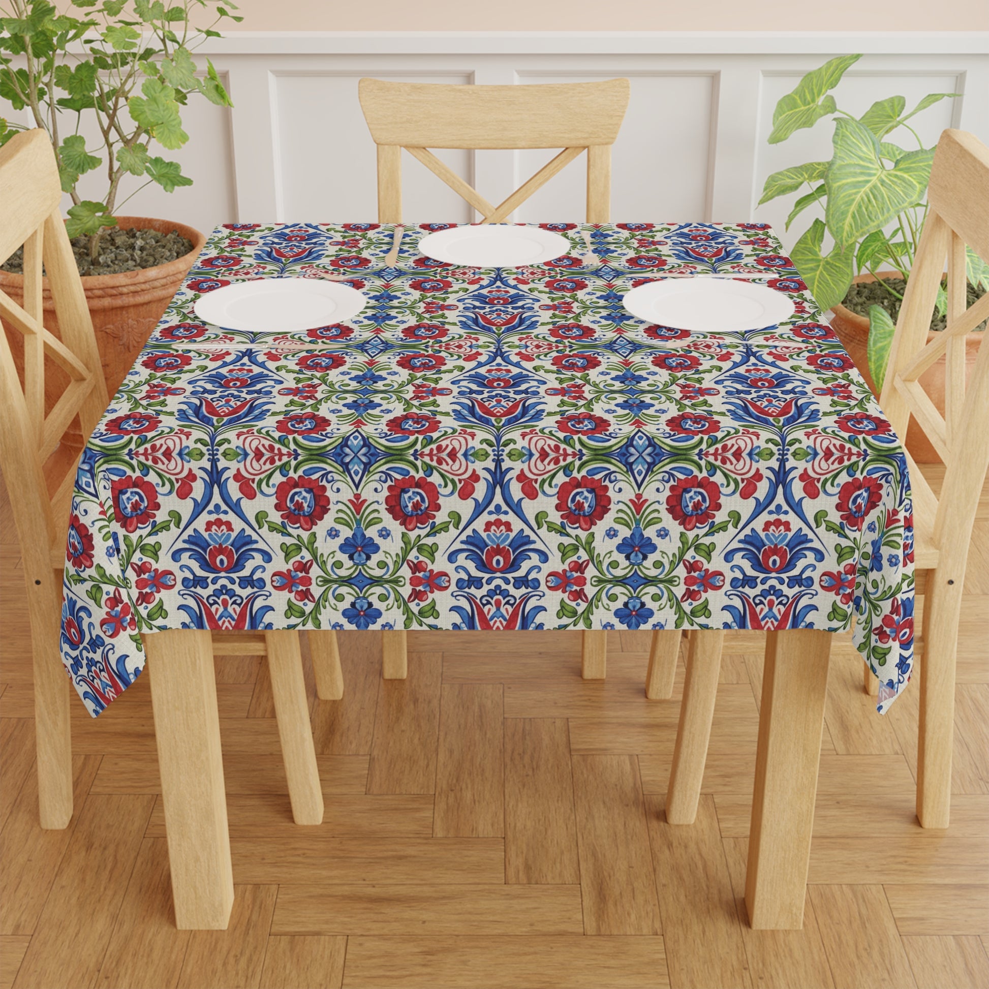 Kashubian Folk Art Tablecloth Traditional Polish Floral Table Cover  Elegant Decorative Dining & Kitchen Linen in Vibrant Colors Weddings all Events and Occasions