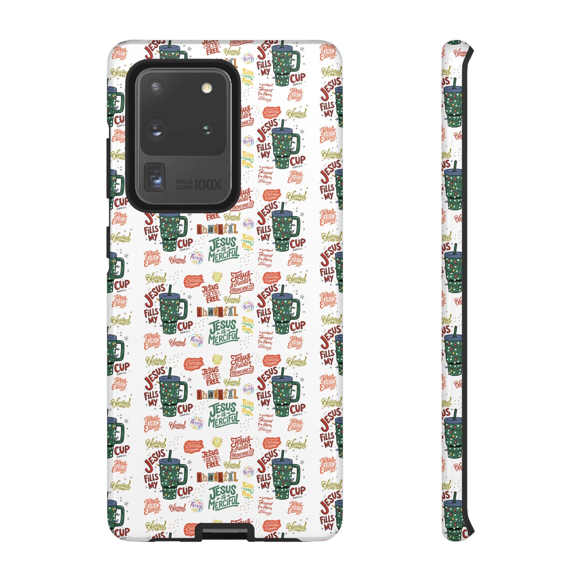 Jesus Fill My Cup Phone Case Cute Floral Design in Red, Pink, Blue – Aesthetic Protective Case for iPhone and  Android