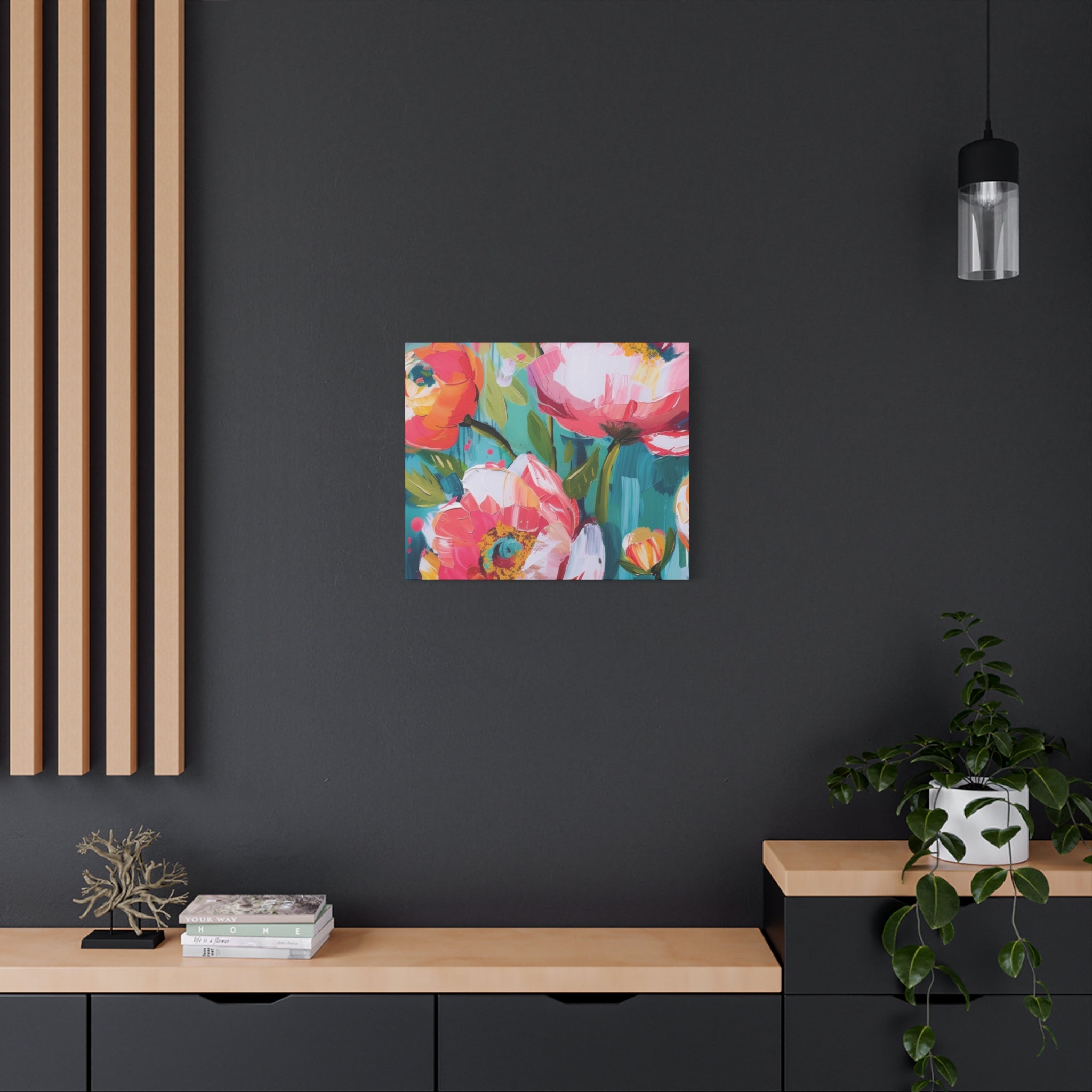 Unique Boho Floral Wall Art Matte Canvas Stretched, Vibrant Botanical Design, Perfect for Living Room, Bedroom, or Office Decor, Adds a Stylish Touch to Any Space - MRSBYVALLE