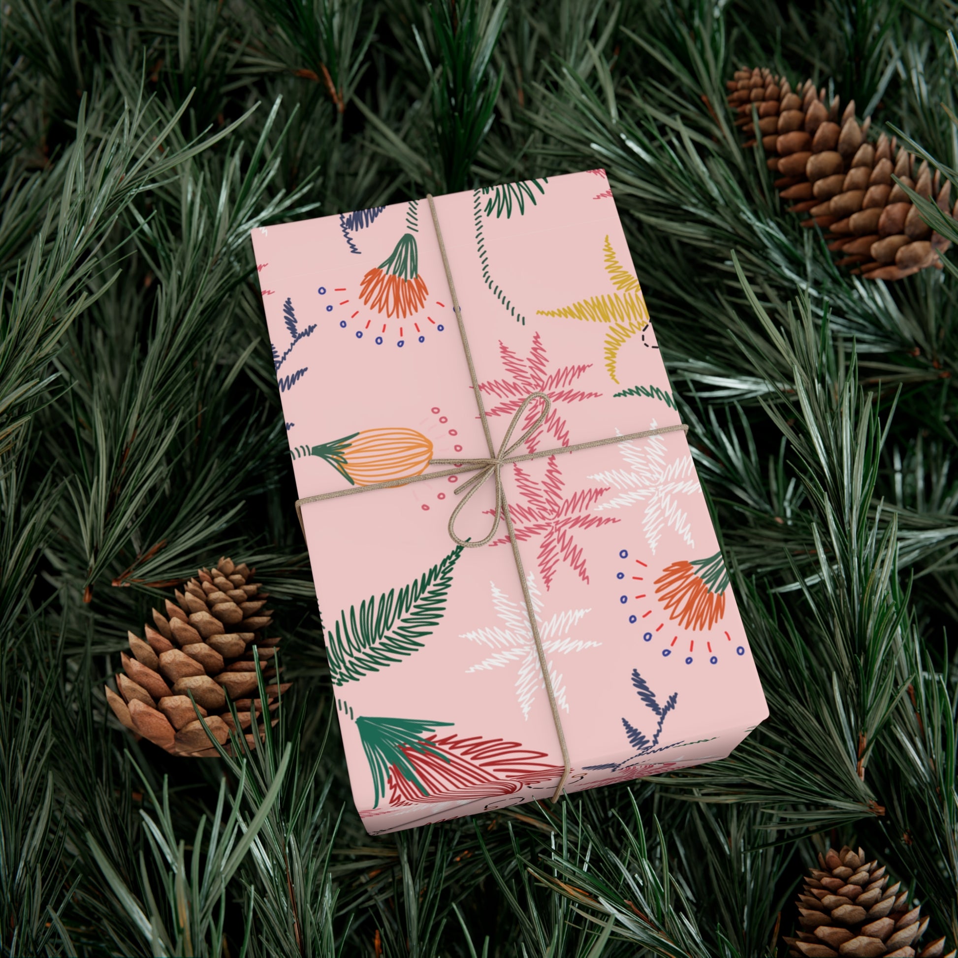 Pink Wildflowers Wrapping Paper Pink Bows Cherries Elegance Perfect for Gifts Weddings, Bridal Baby Showers All Occasion - MRSBYVALLE