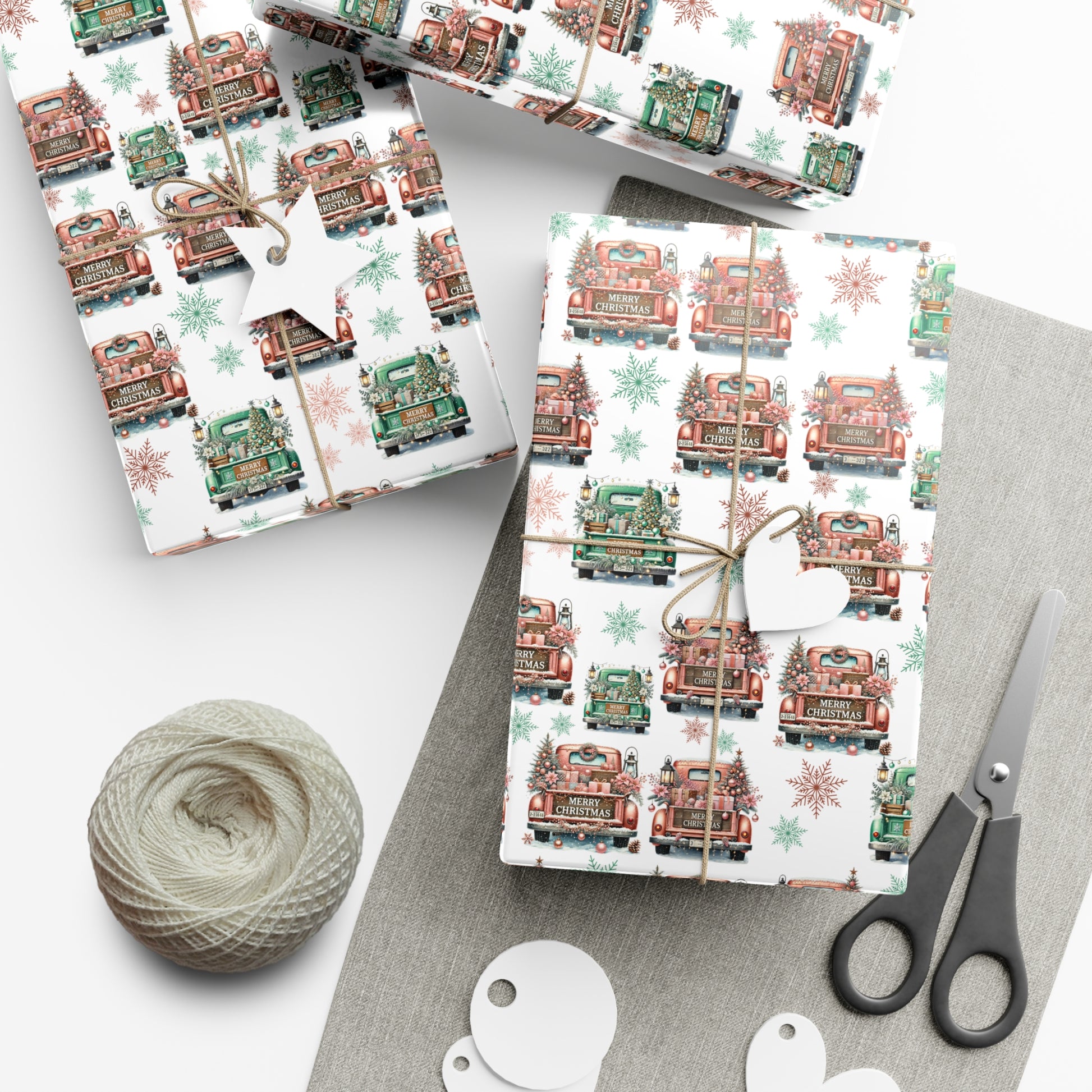 Charming Pink & Mint Green Christmas Pickup Gift Wrap Paper – Festive and Unique Holiday Wrapping, Perfect for Adding a Playful Touch to Your Gifts - MRSBYVALLE