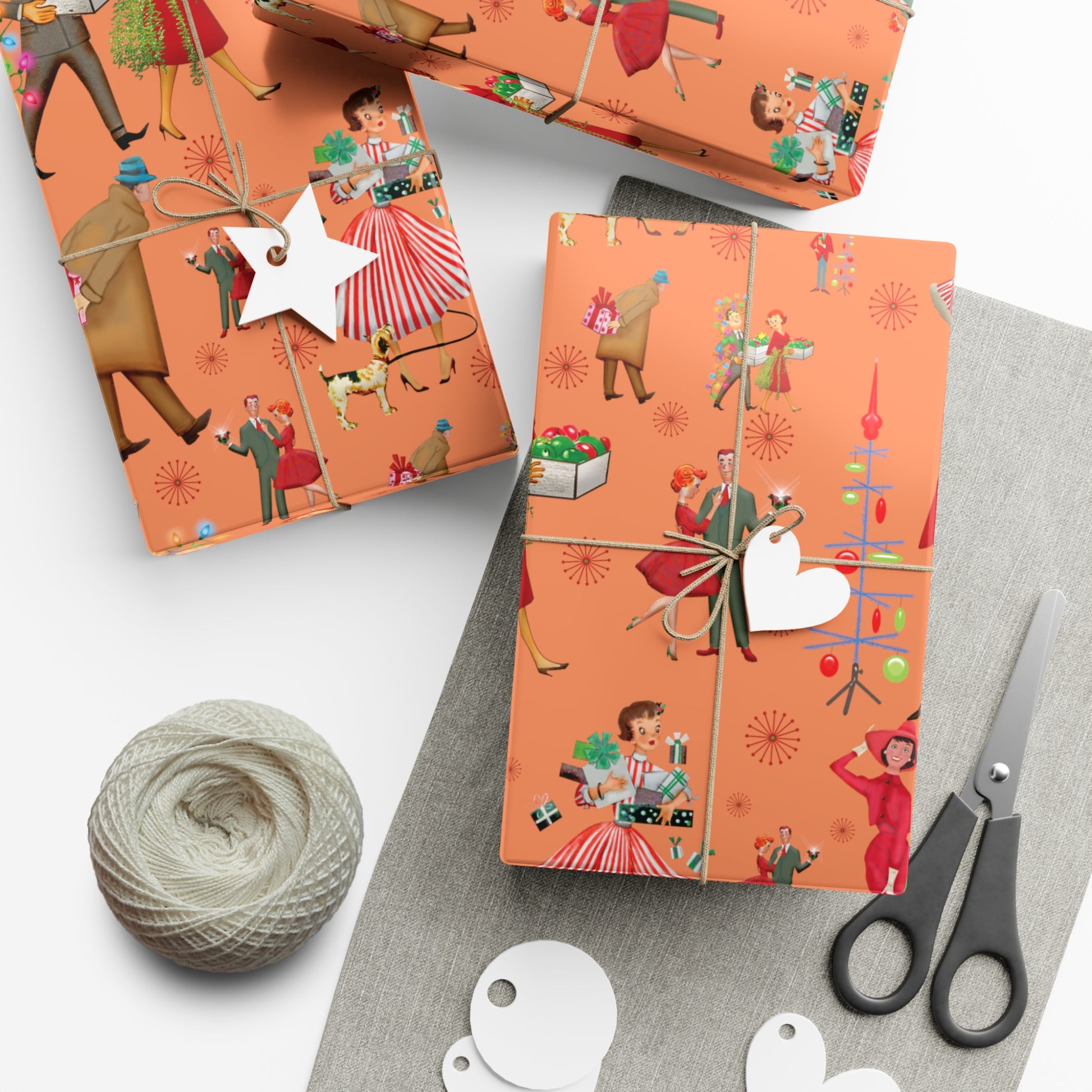 Christmas Vintage 50s Retro Wrapping Paper | Classic Holiday Designs | Nostalgic Gift Wrap | Mid-Century Holiday Patterns | Unique Retro Christmas Decorations | Festive Retro Style Christmas - MRSBYVALLE