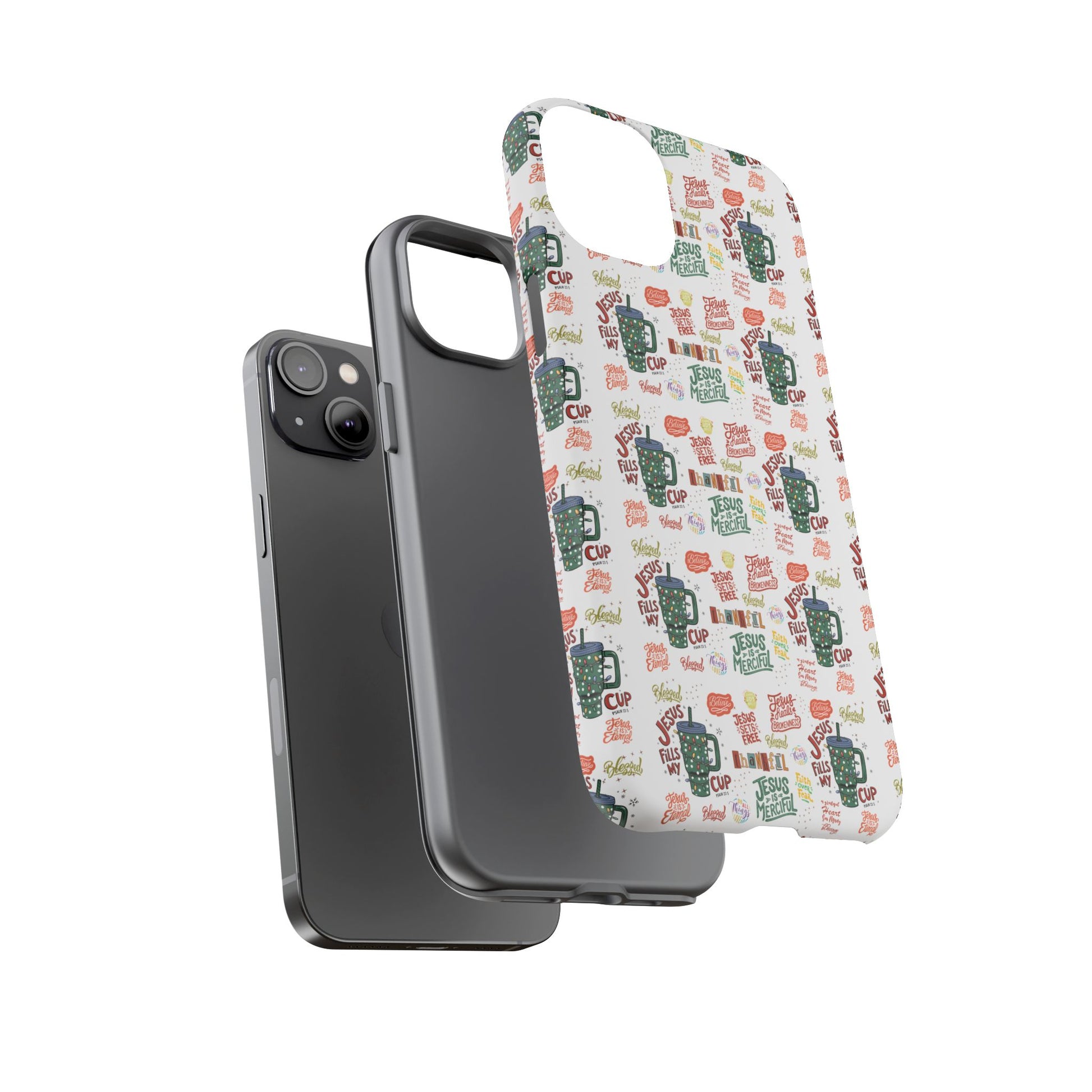 Jesus Fill My Cup Phone Case Cute Floral Design in Red, Pink, Blue – Aesthetic Protective Case for iPhone and  Android
