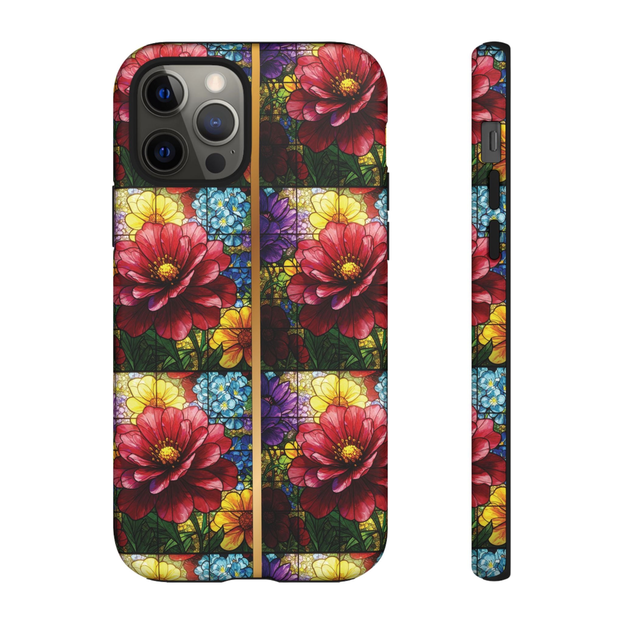 Stained Glass Illusion Floral Phone Case  3D Colorful Flower Design, Protective Christian Gift, Fits iPhone, Samsung, Google Pixel