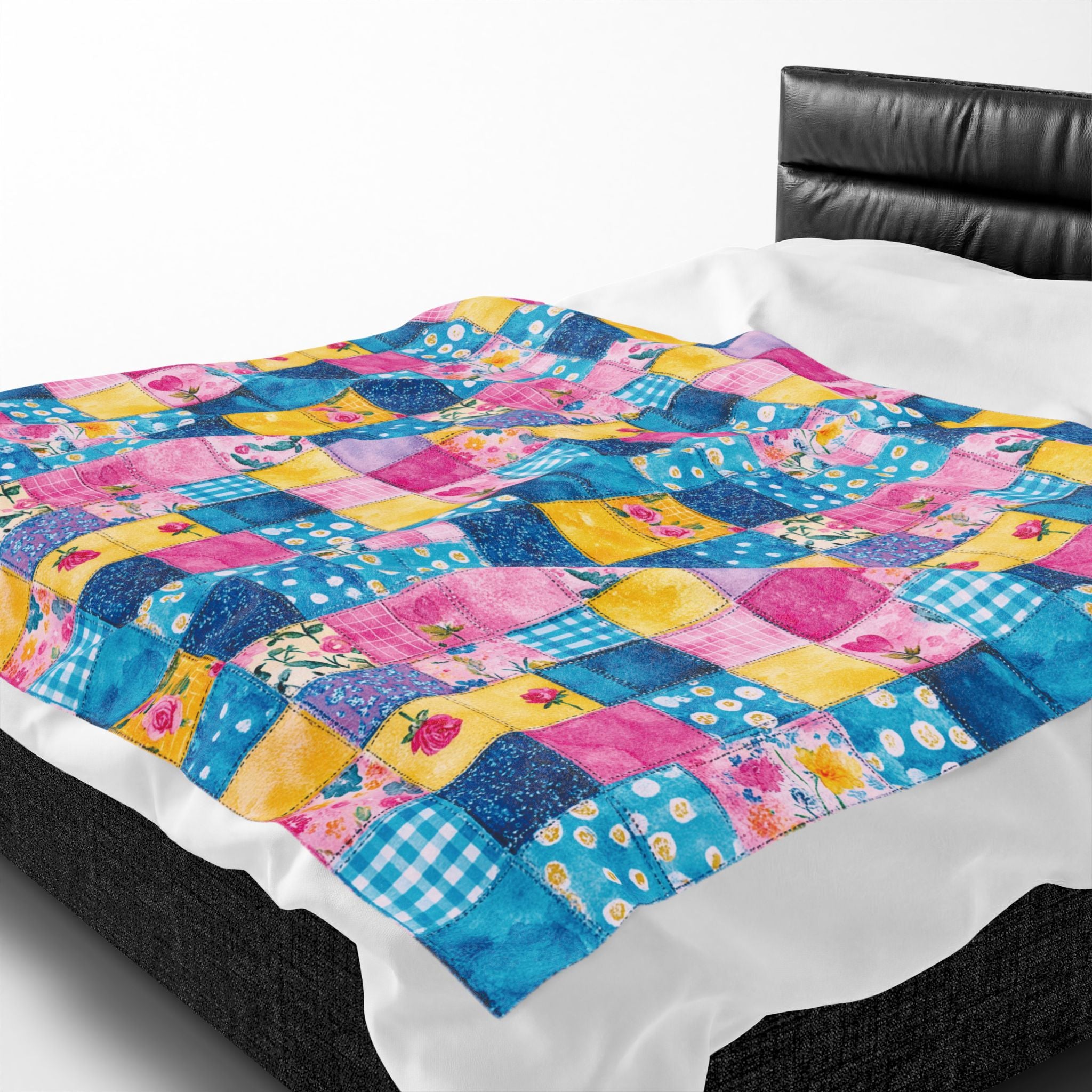 Pastel Patchwork Illusion Velveteen Plush Blanket Gift