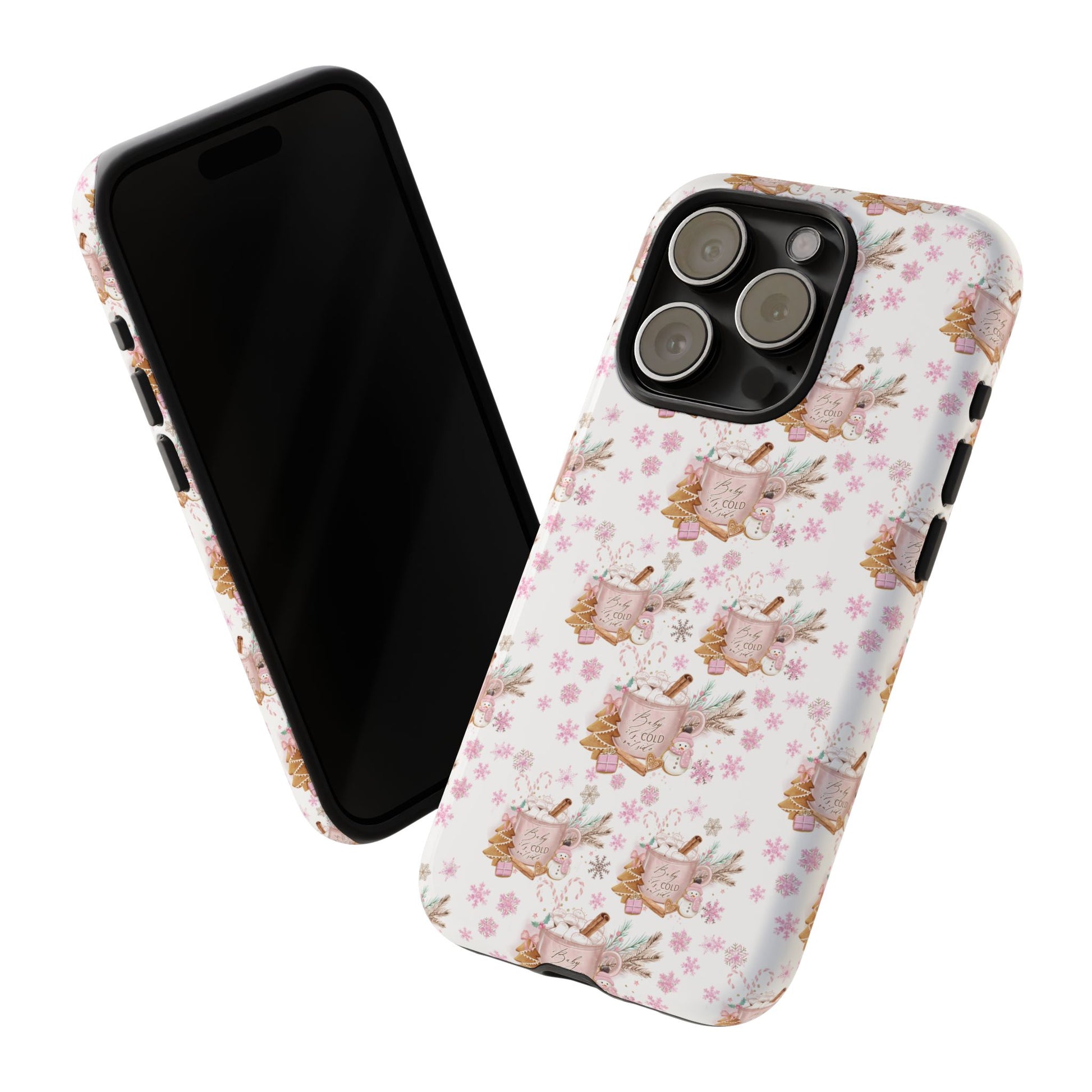 Baby it's Cold Outside Pink and White Phone Case Unique Holiday Protection for Your Device | Stylish & Durable Cover Gift for Her Phone 15, Samsung iPhone Samsung Accessory Gift for Her