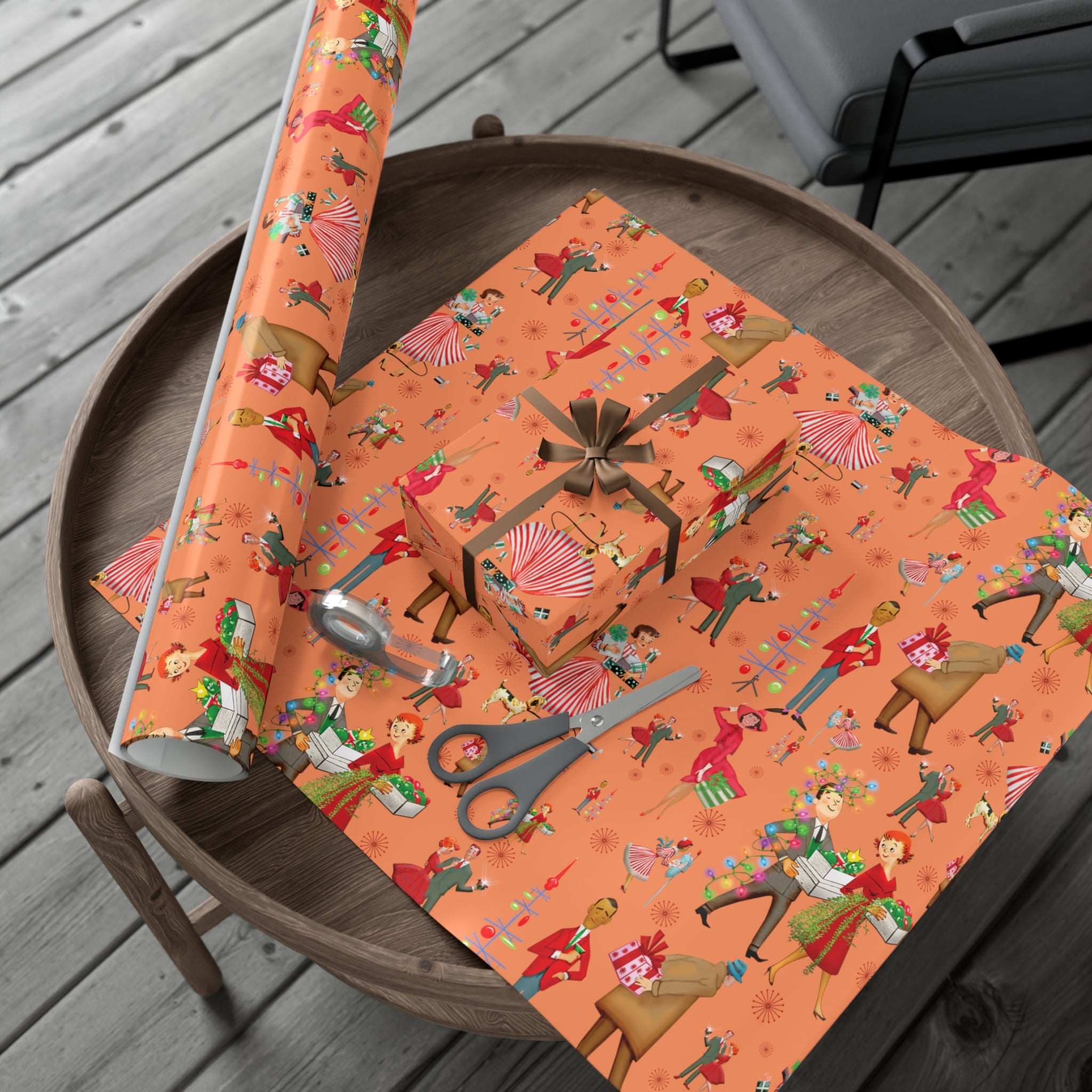 Christmas Vintage 50s Retro Wrapping Paper | Classic Holiday Designs | Nostalgic Gift Wrap | Mid-Century Holiday Patterns | Unique Retro Christmas Decorations | Festive Retro Style Christmas - MRSBYVALLE
