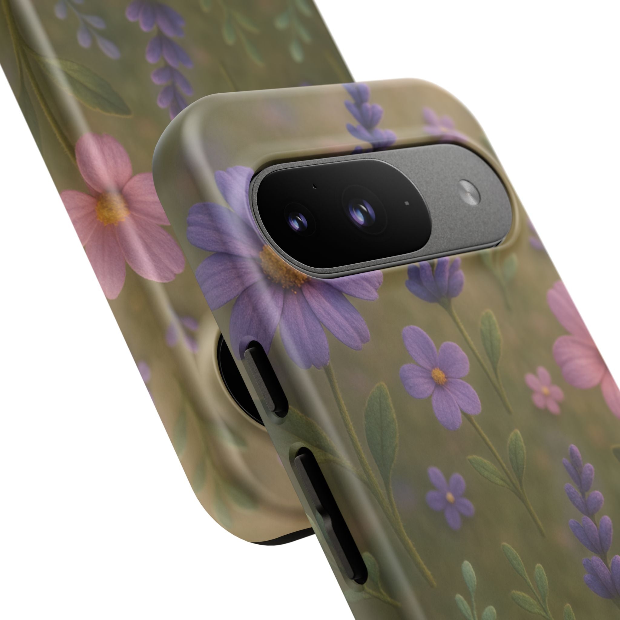 Pastel Flowers 3D Illusion Wildflower Phone Case Cute Pastel Floral Design in Lavender, Pink, Mint Green Aesthetic Protective Case for iPhone and  Android