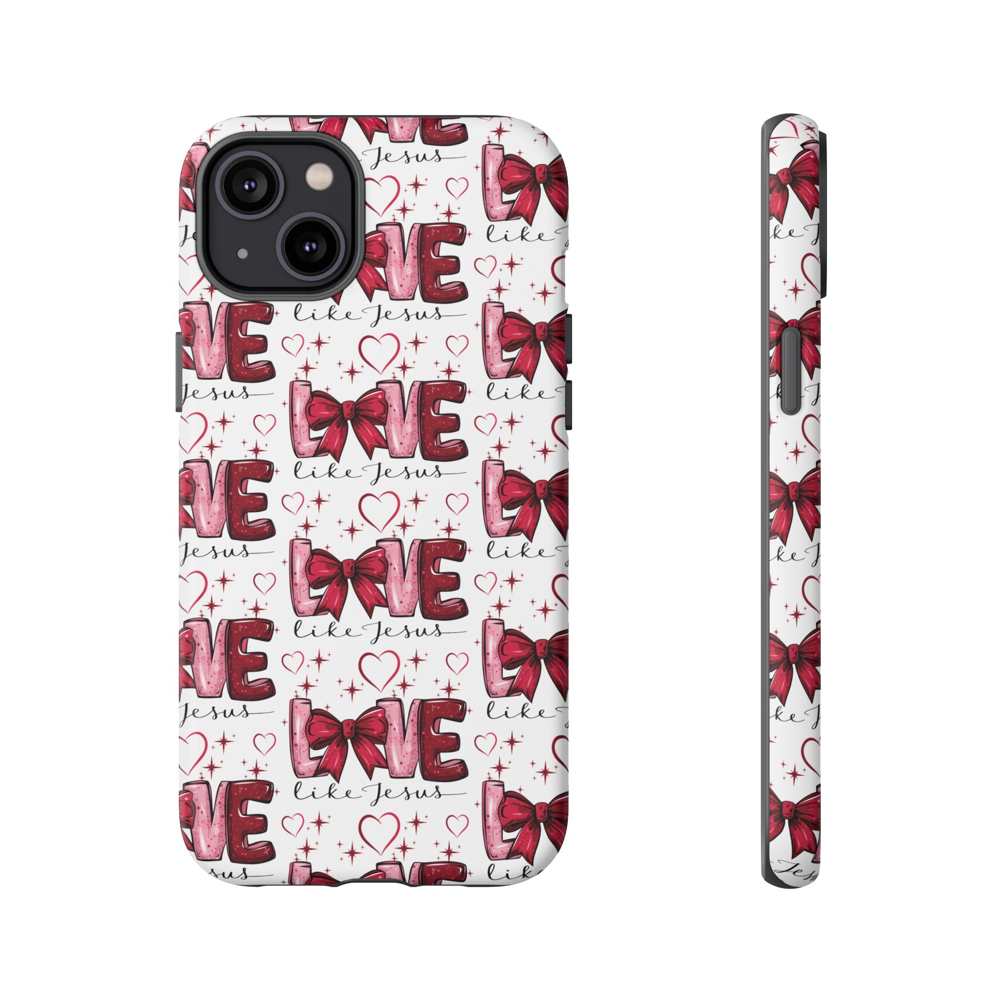 Love Like Jesus Red Bows and Hearts—Tough, Faithful Phone Cases & Religious iPhone Accessories: Protect Your Device & Show Your Faith