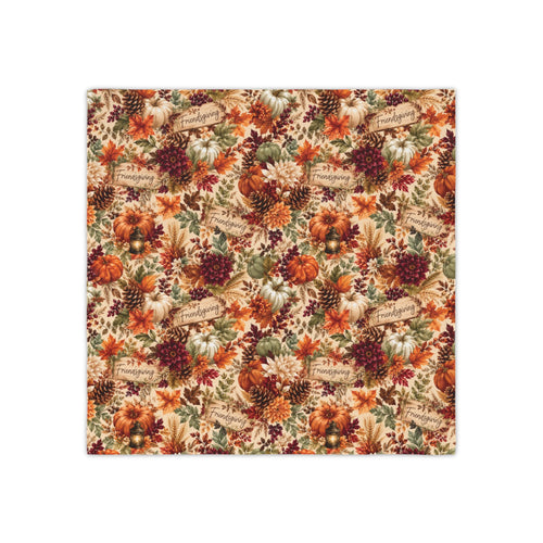 Autumn Harvest pattern Napkins | fall pumpkins leaves cranberries set of 4
