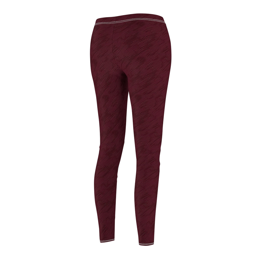 Burgundy Texture Illusion Women's Casual Leggings Stylish, Comfortable High-Waisted Yoga Pants for Everyday Wear, Workout, and Lounge – Perfect Gift Idea for Her – Available in Plus Sizes - MRSBYVALLE