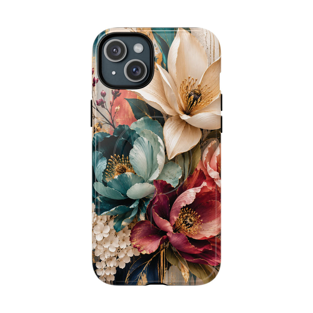 Vintage Floral Bouquet phone case Tough Magnetic Case Velvet Bloom Floral Art iPhone Case  Botanical Protective Case Samsung Modern Garden