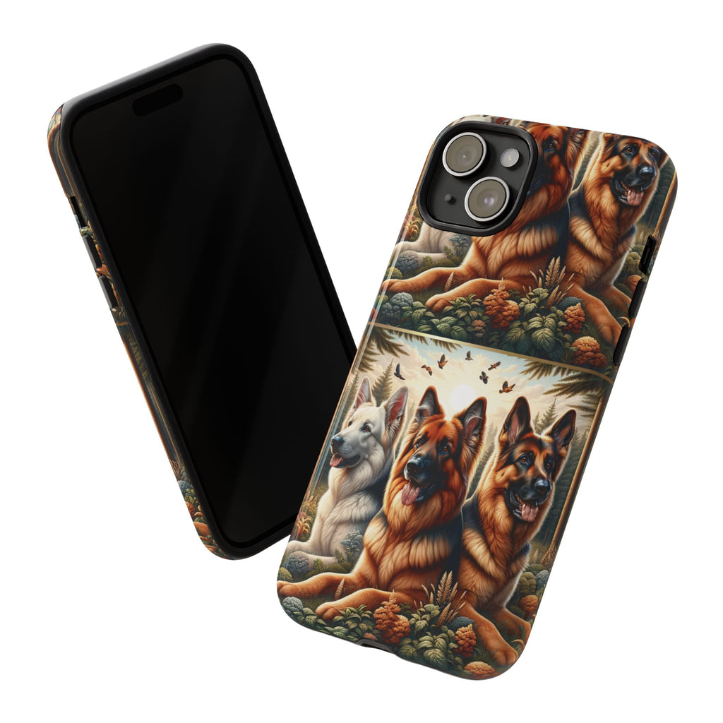 German Shepherd Phone Tough Case Floral Elegant Durable Dog Lover Devices iPhone 15, Samsung iPhone Samsung Accessory Gift for Her