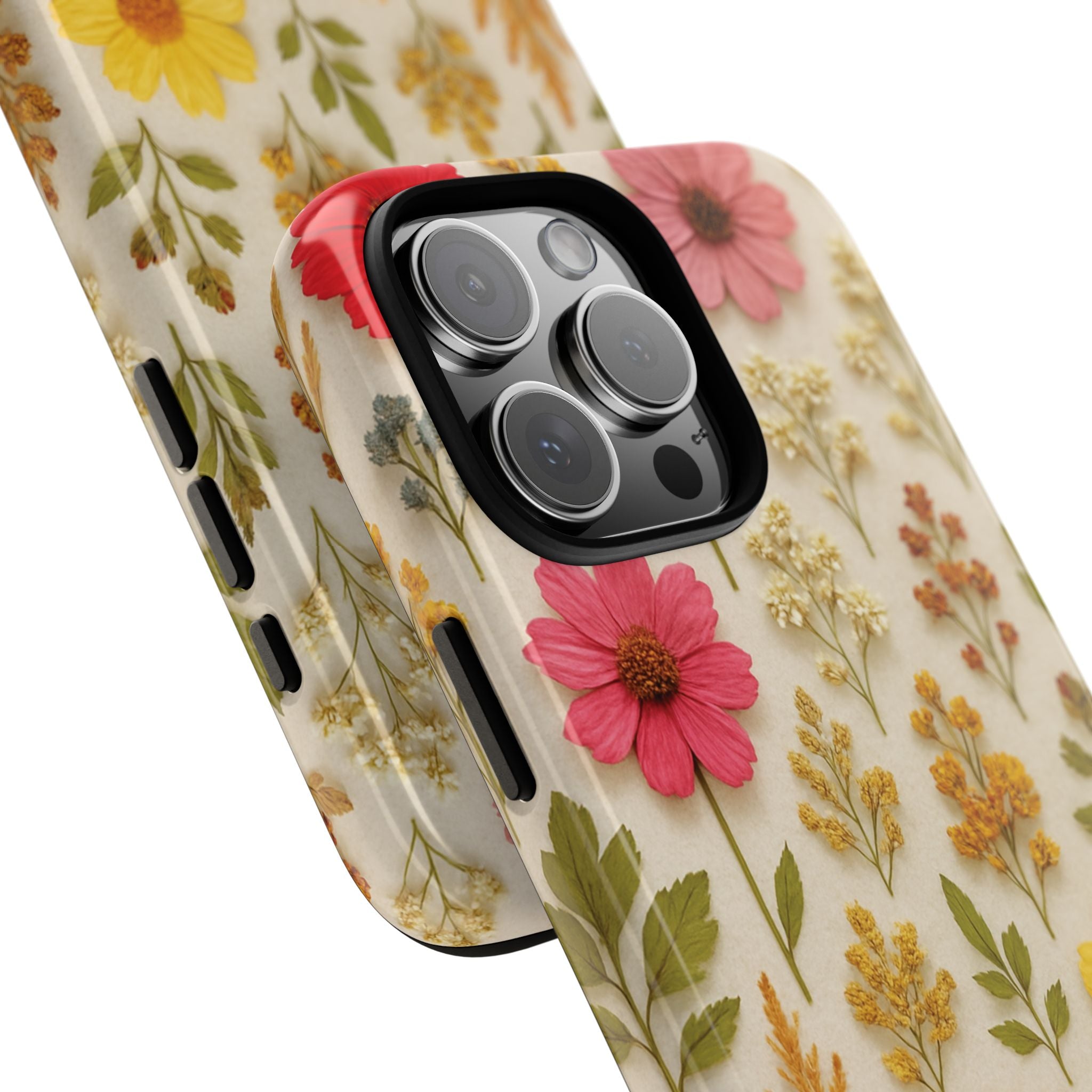 Dried Flowers Illusion Phone Case – Realistic Botanical Aesthetic, Colorful Pressed Floral Art, Trendy Nature-Inspired Protective Cover  iPhone & Samsung Models