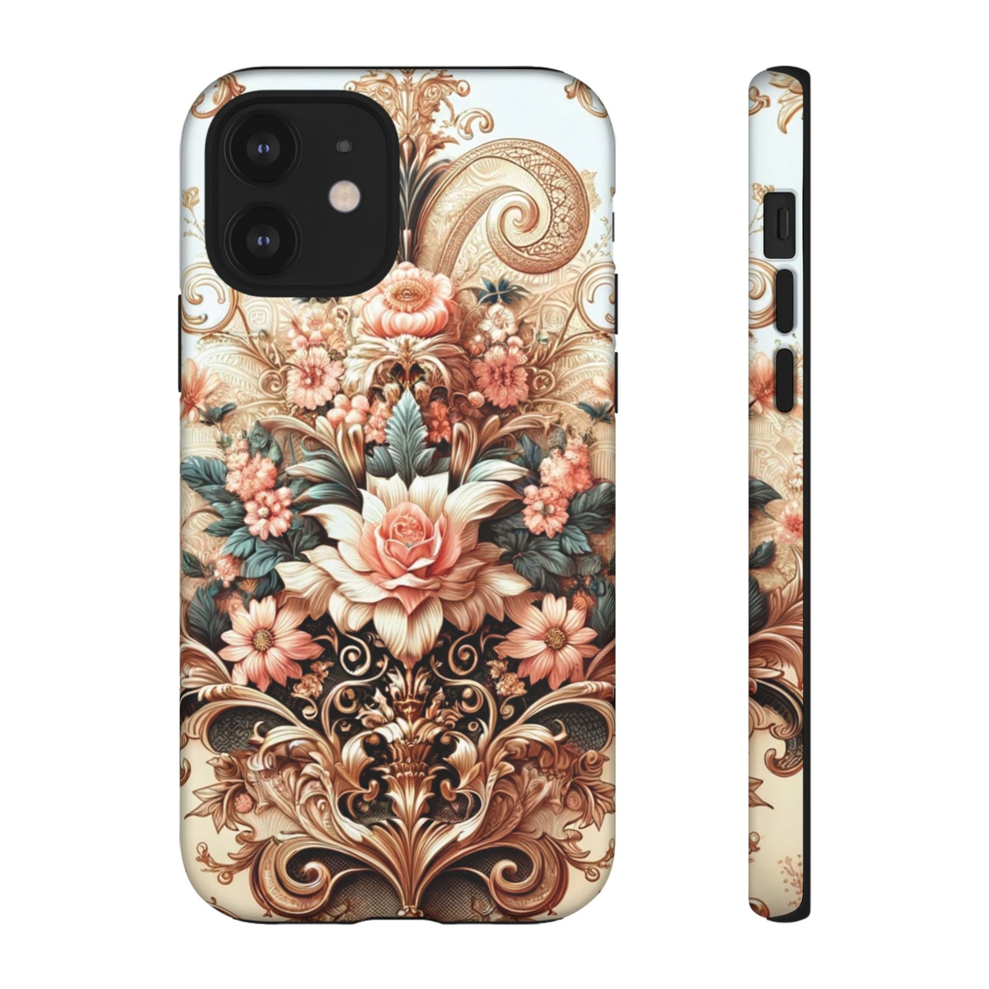 Gold Design Luxury Phone Tough Case Floral Elegant Durable Stylish for Modern Devices iPhone 17, 16, 15, Samsung iPhone Samsung Accessory Gift for Her