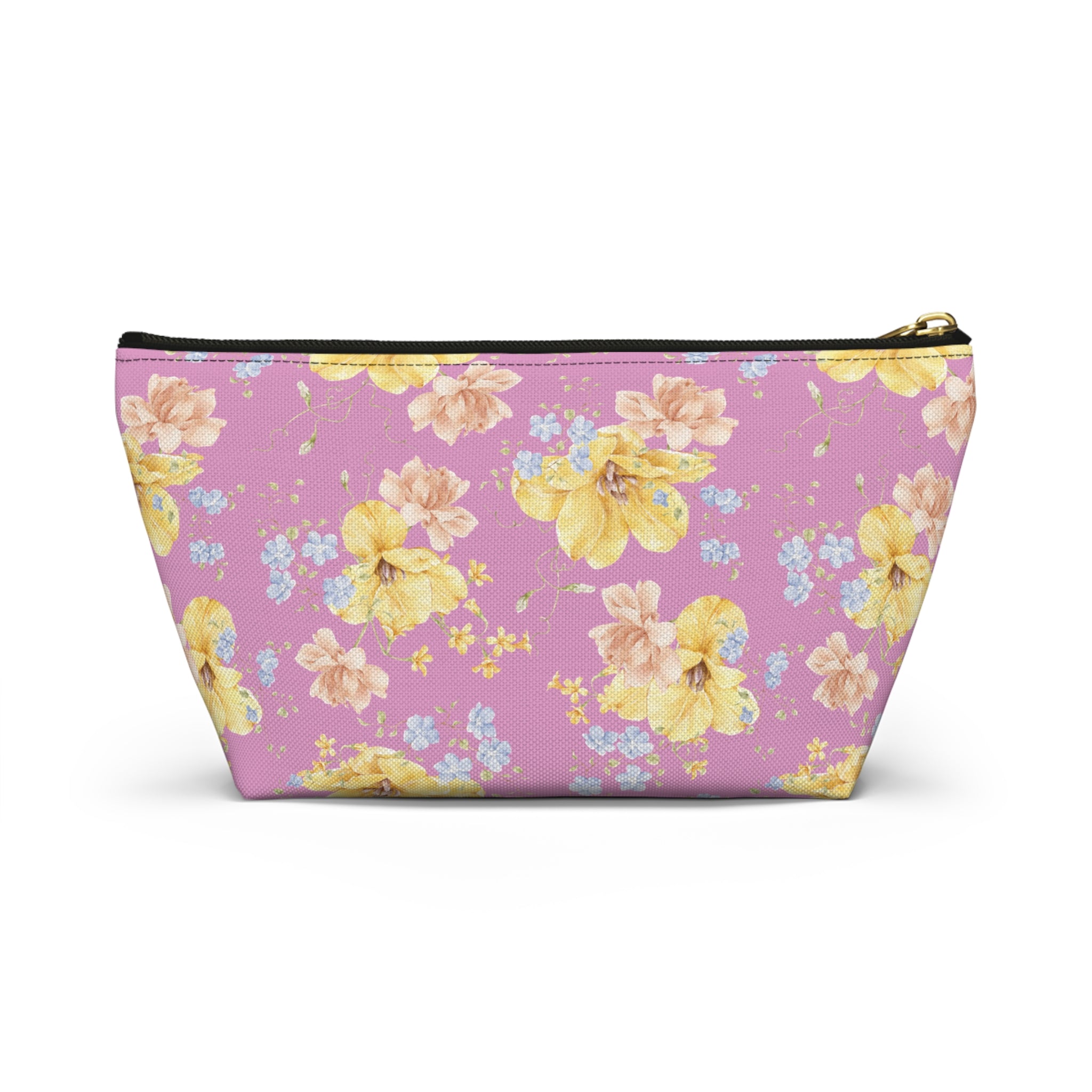 Pochette à accessoires florale jaune — Trousse de toilette en forme de T