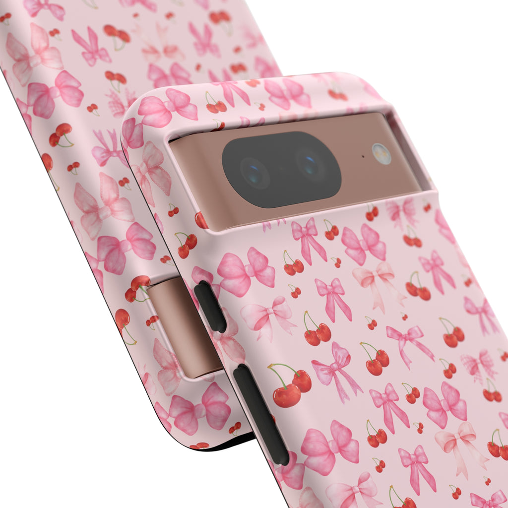 Coquette phone case Cherry Coquette Ribbon Bow iPhone Case Fruity, Girly Gift for Her Phone 15, Samsung iPhone Samsung Gift for Her Case iPhone 15, Samsung iPhone Samsung Accessory Gift for Her.