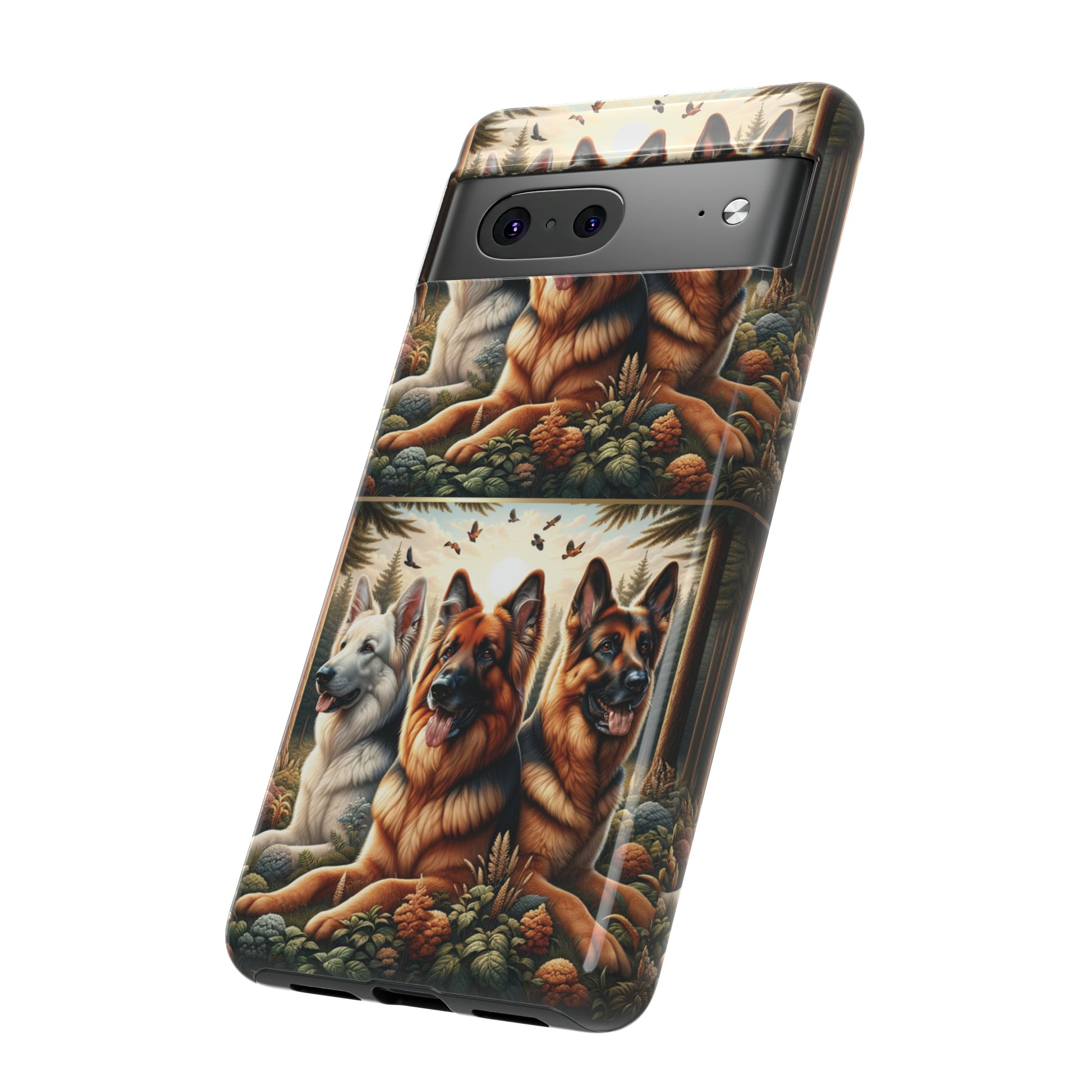 German Shepherd Phone Tough Case Floral Elegant Durable Dog Lover Devices iPhone 15, Samsung iPhone Samsung Accessory Gift for Her.