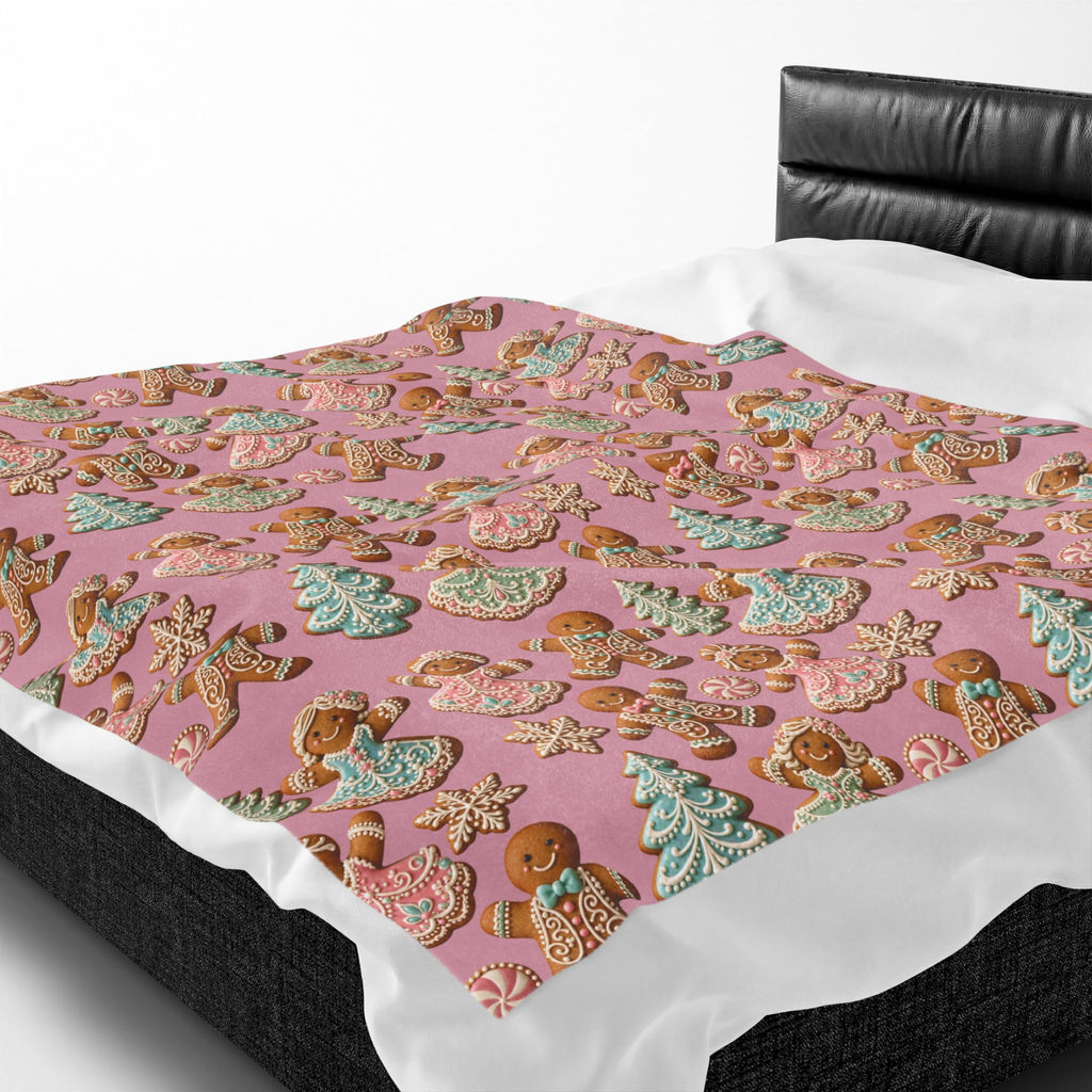 Gingerbread Holiday Velveteen Plush Blanket