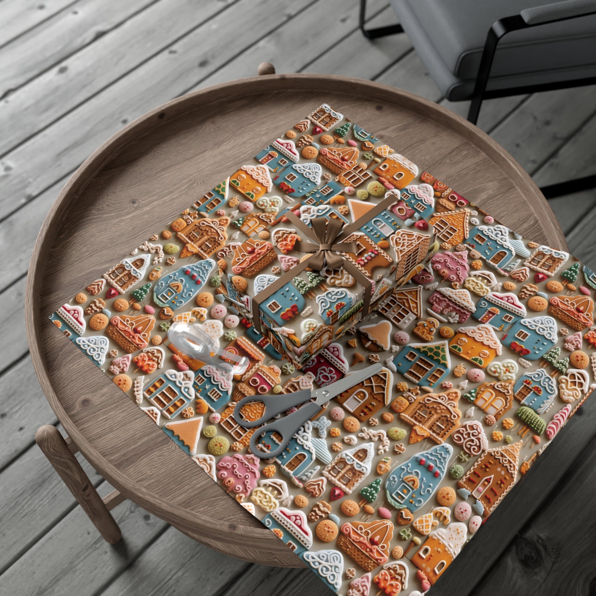 Colorful Gingerbread House Wrapping Paper - Festive Holiday Design, Premium Quality, 100% Recyclable, Perfect for Christmas Gifts and Special Occasions - MRSBYVALLE