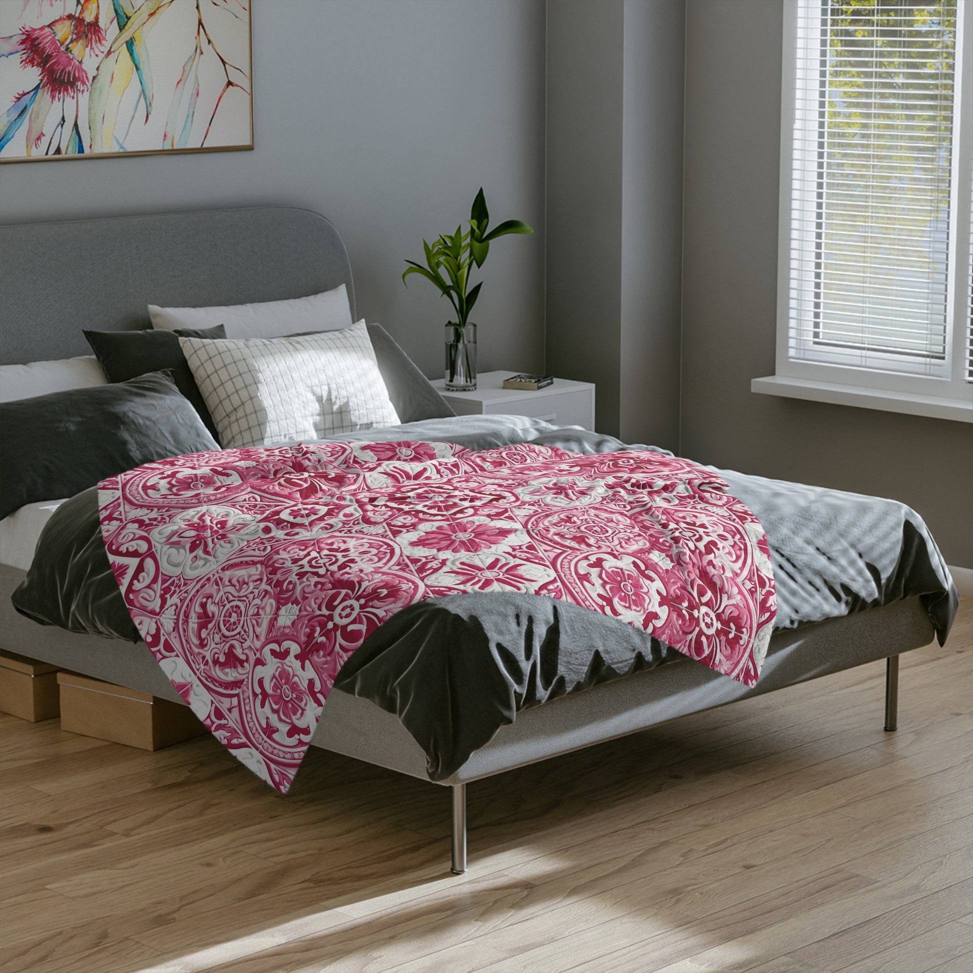 Pink Throw Ultra-Soft Minky Blanket Cozy Comfort Blanket with Pink and White Mediterranean Design for Elegant Home Decor Plush Microfiber for Maximum Comfort Blanket, Perfect for Snuggling Decor, Cozy All-Season Warmth, Housewarming Gift Throw - MRSBYVALLE
