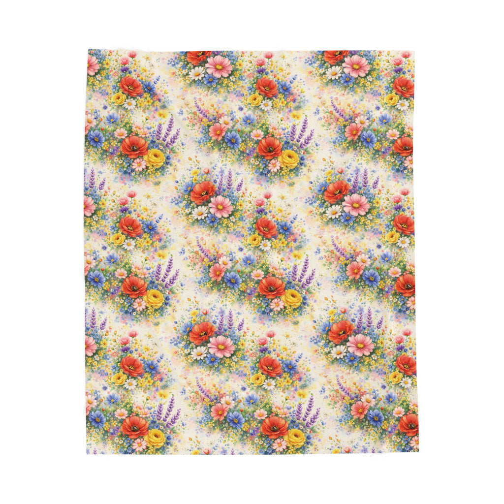 Plaid en peluche de fleurs sauvages à l'aquarelle — Jeté douillet floral