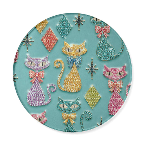 Atomic Retro Cats Round Cutting Board