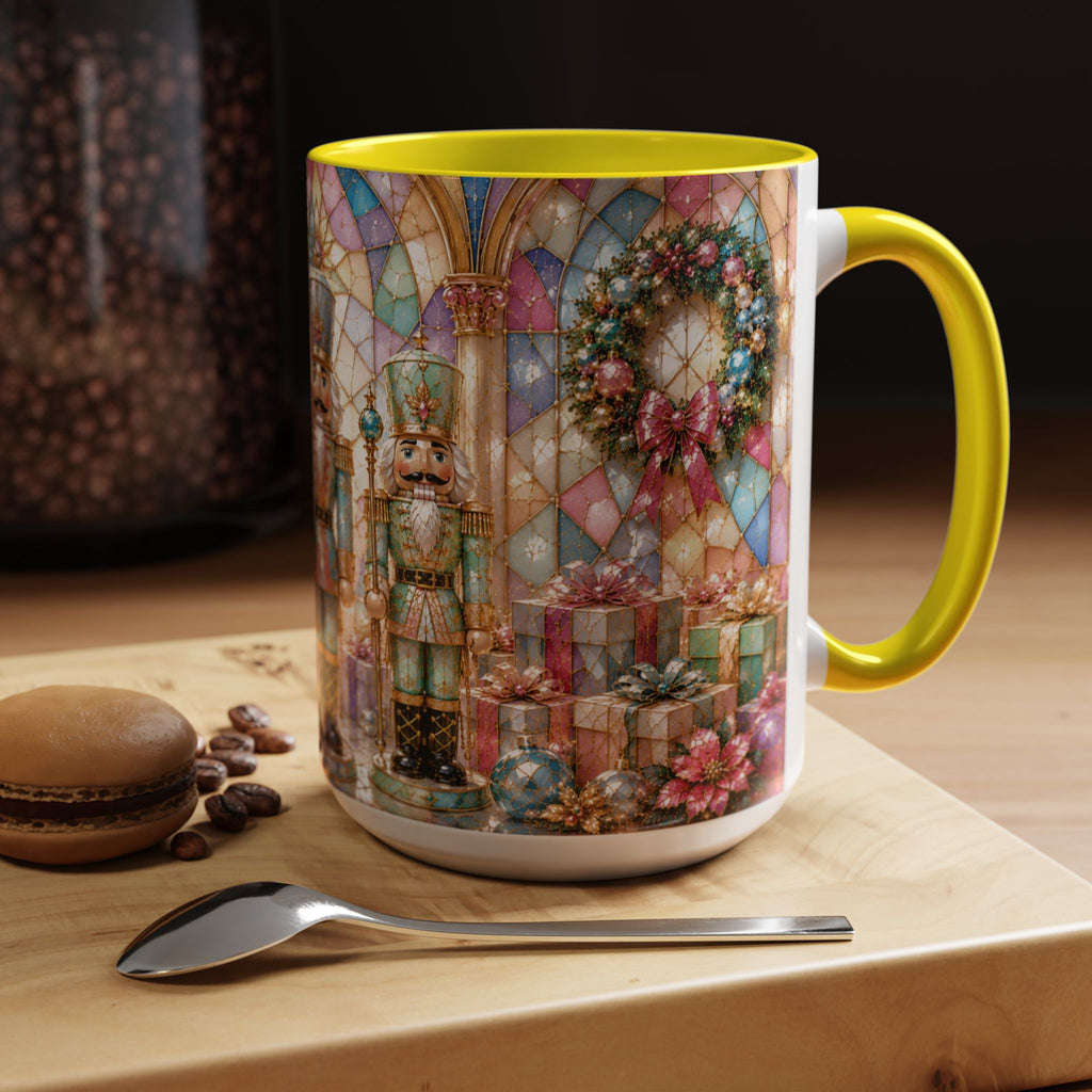 Nutcracker Christmas Coffee Mug – Festive Stained-Glass Holiday Accent Cup (11/15oz) Gift for Her