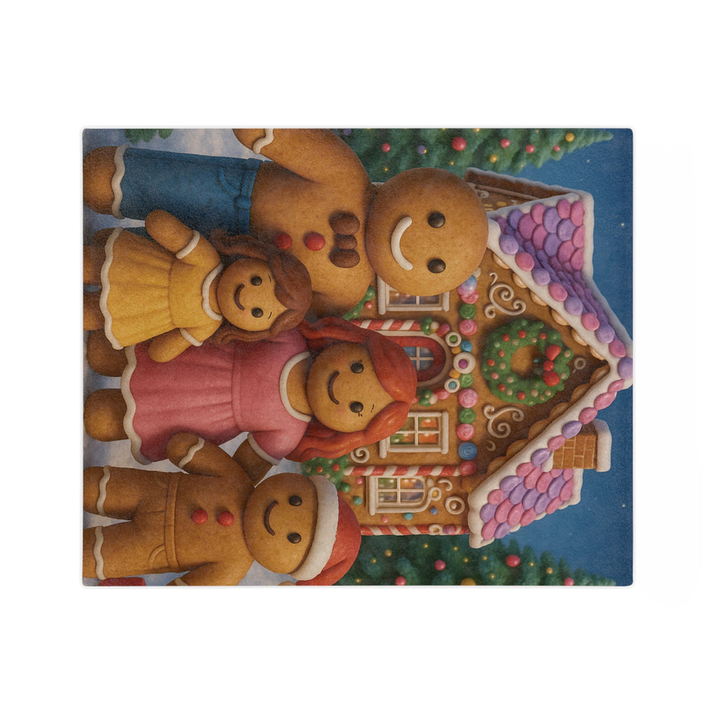 Cozy Microfiber Blanket Gingerbread Family Design | Perfect Gift for Her, Fun Holiday or Housewarming Present, Cute & Festive Decor
