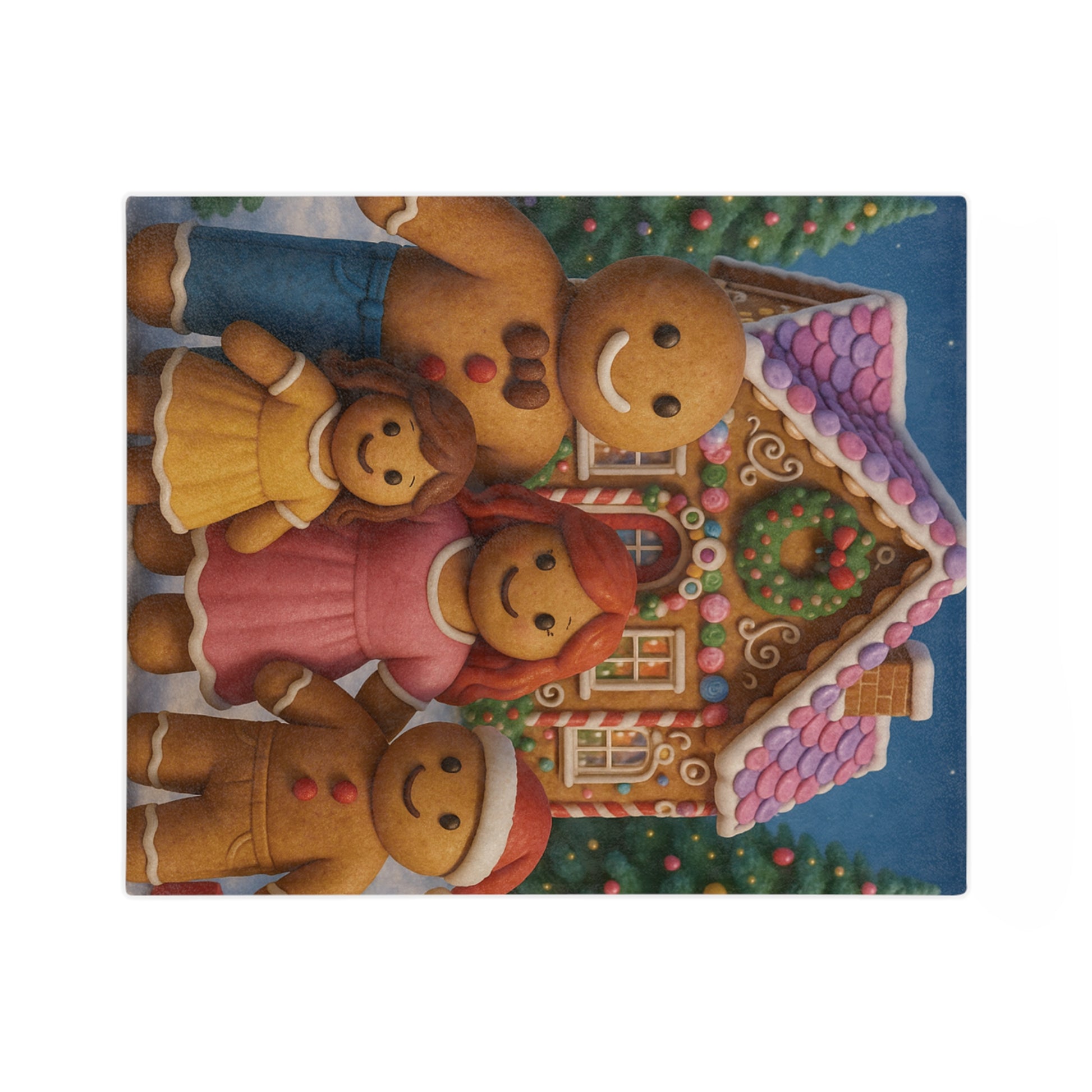 Cozy Microfiber Blanket Gingerbread Family Design | Perfect Gift for Her, Fun Holiday or Housewarming Present, Cute & Festive Decor
