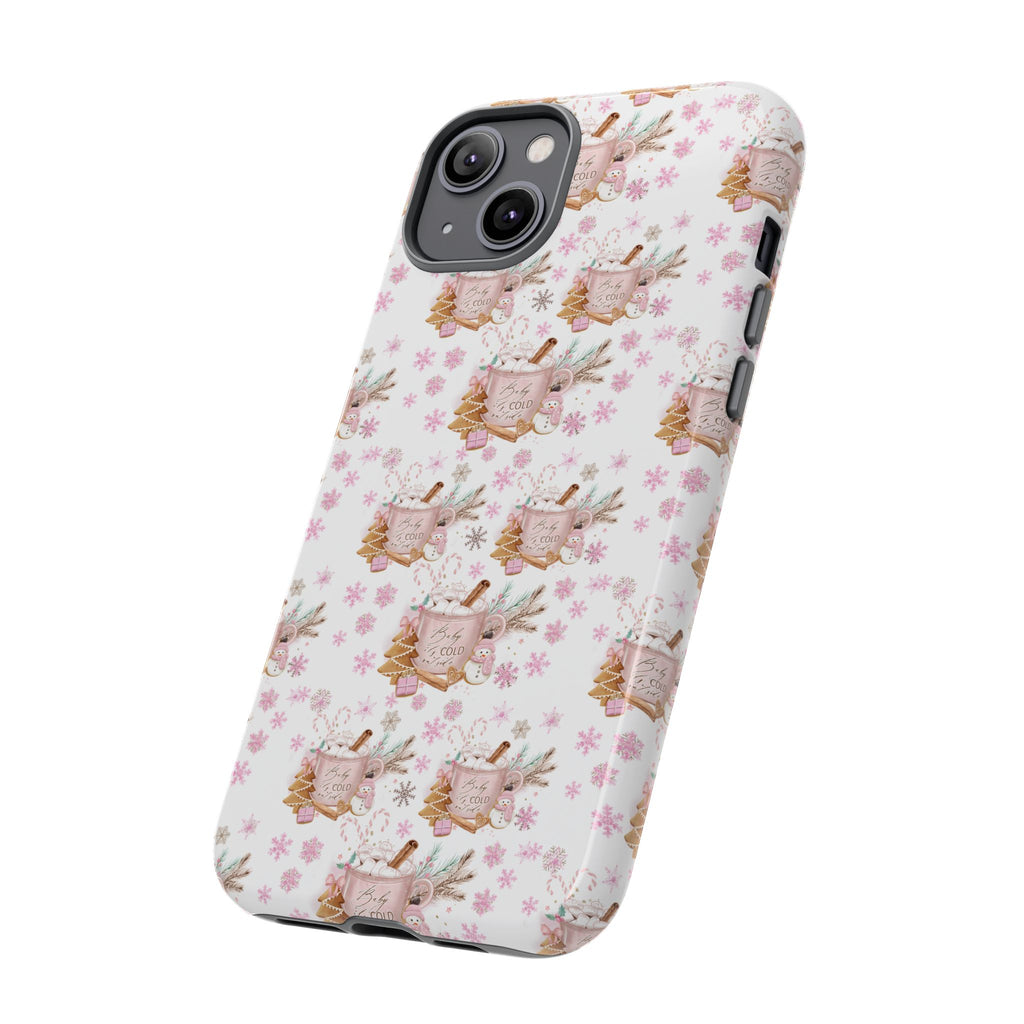 Baby it's Cold Outside Pink and White Phone Case Unique Holiday Protection for Your Device | Stylish & Durable Cover Gift for Her Phone 15, Samsung iPhone Samsung Accessory Gift for Her