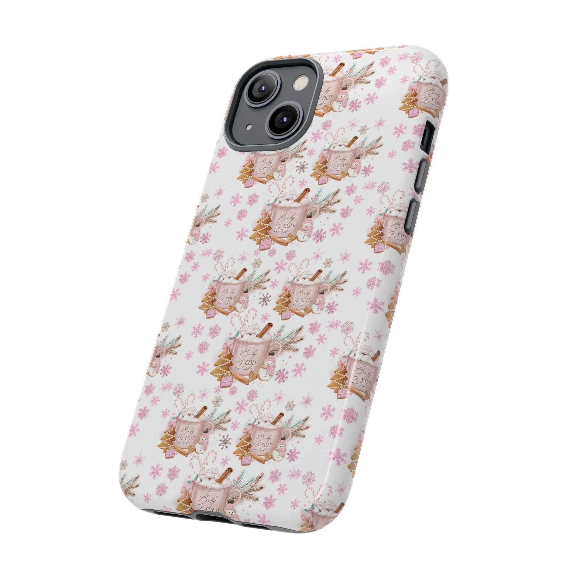Baby it's Cold Outside Pink and White Phone Case Unique Holiday Protection for Your Device | Stylish & Durable Cover Gift for Her Phone 15, Samsung iPhone Samsung Accessory Gift for Her