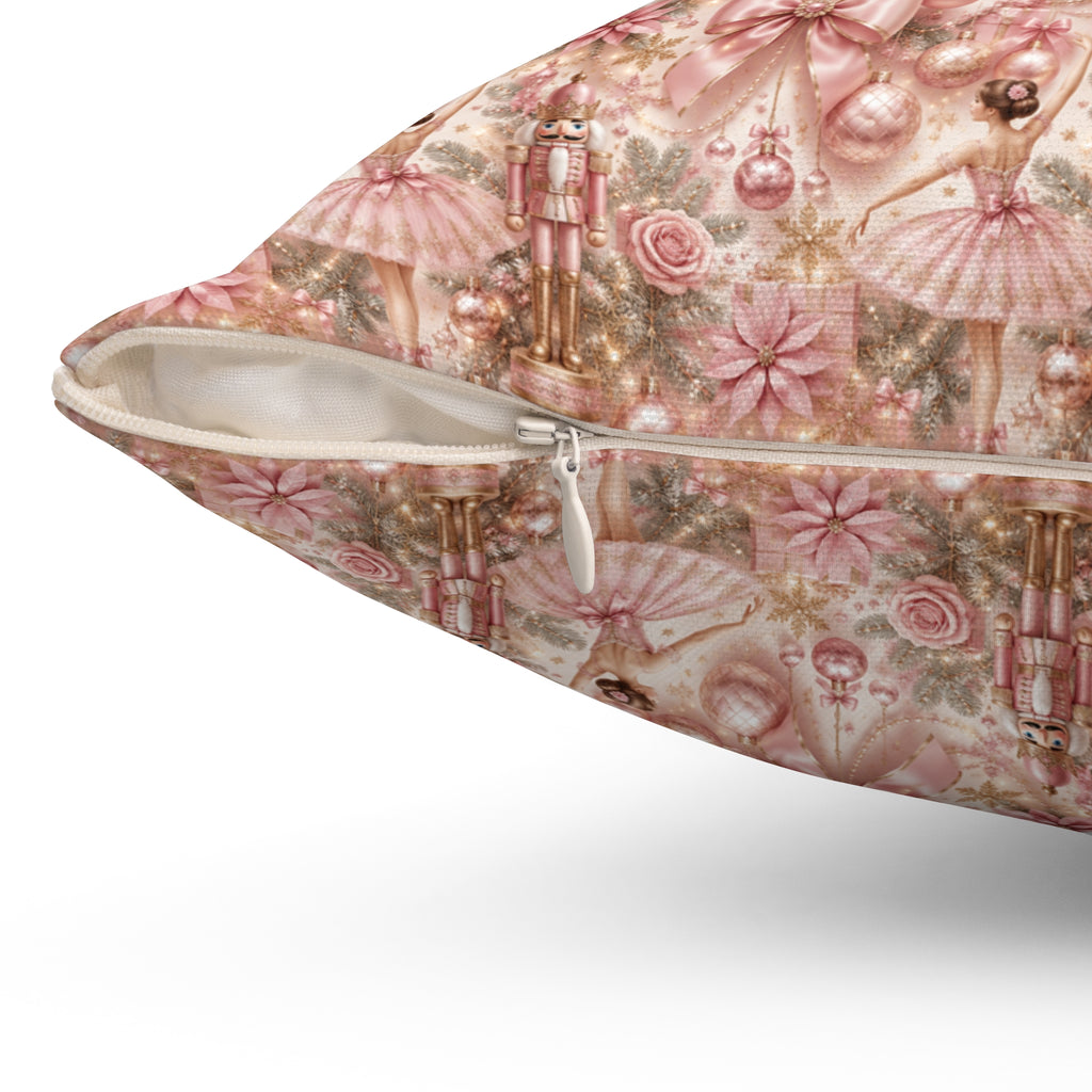 Square Pillow Pink Nutcracker Ballet Ballerina Holiday Luxury Christmas