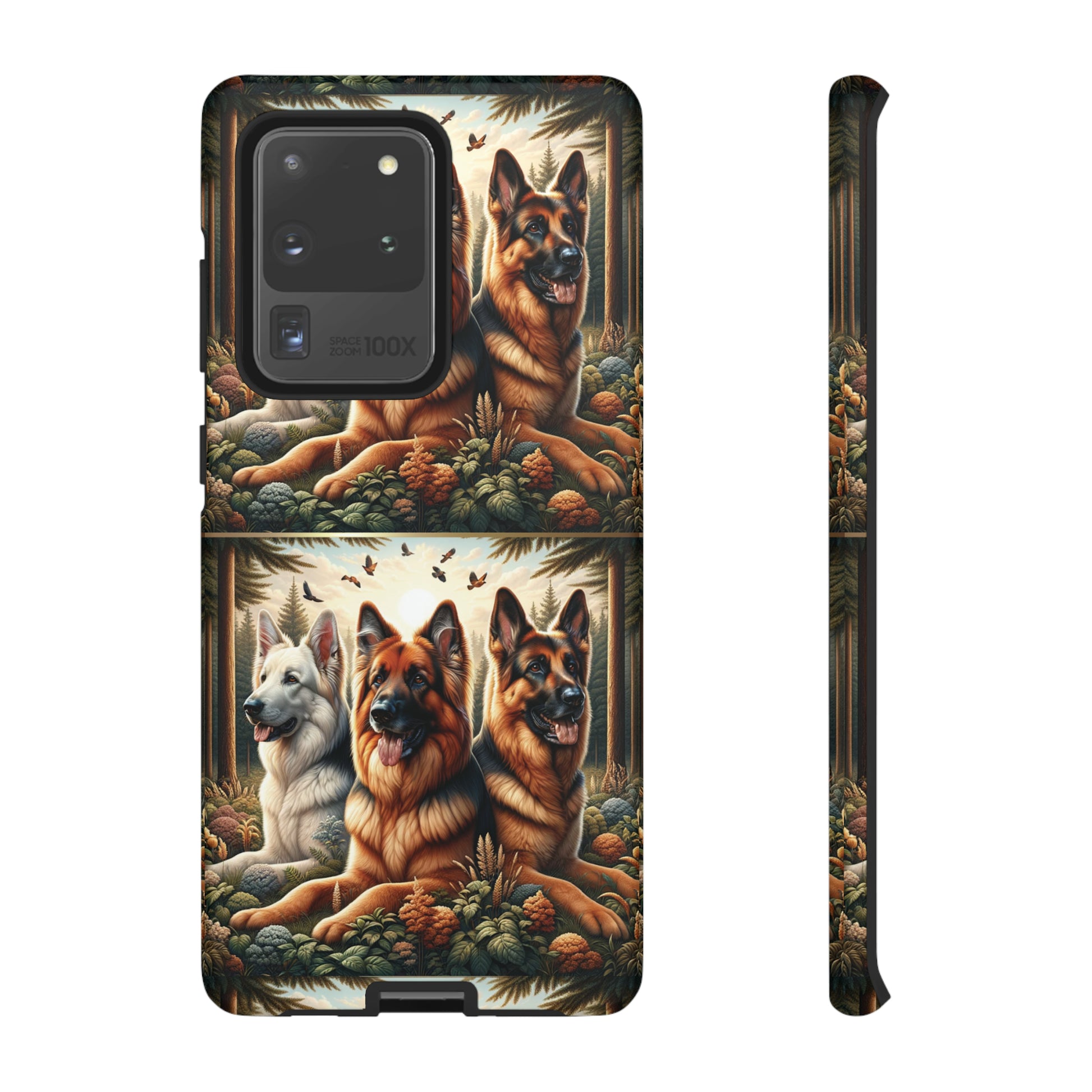 German Shepherd Phone Tough Case Floral Elegant Durable Dog Lover Devices iPhone 15, Samsung iPhone Samsung Accessory Gift for Her.