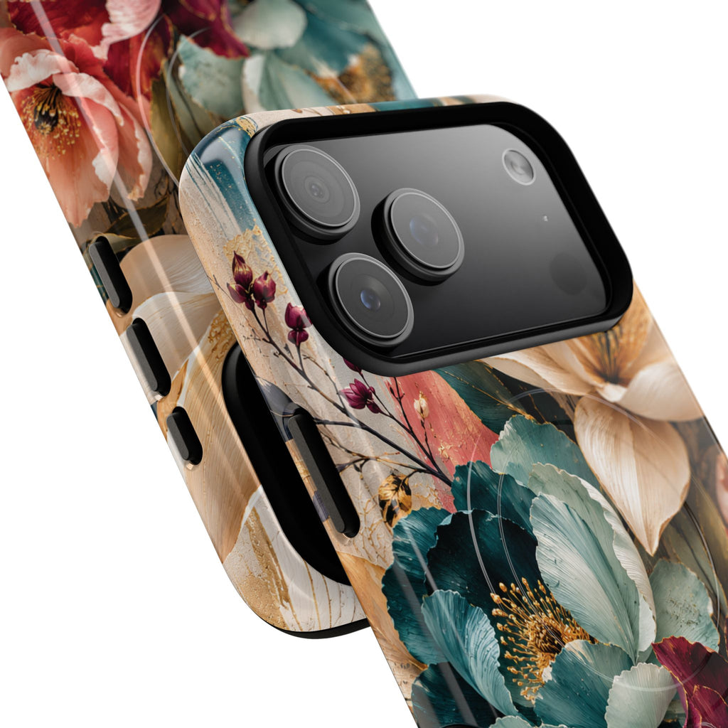 Vintage Floral Bouquet phone case Tough Magnetic Case Velvet Bloom Floral Art iPhone Case  Botanical Protective Case Samsung Modern Garden