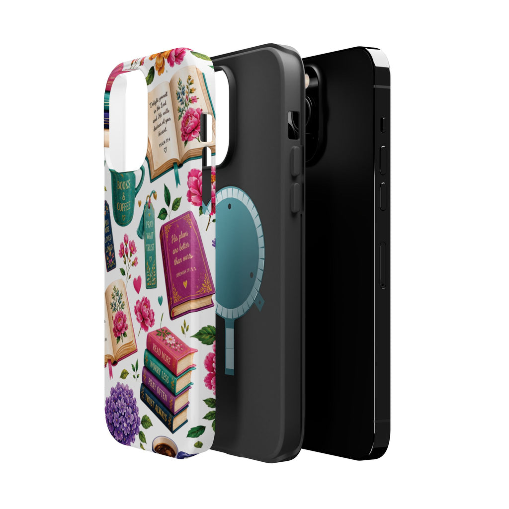 Christian Books & Coffee Phone Case — Magnetic Impact-Resistant Christian Gift