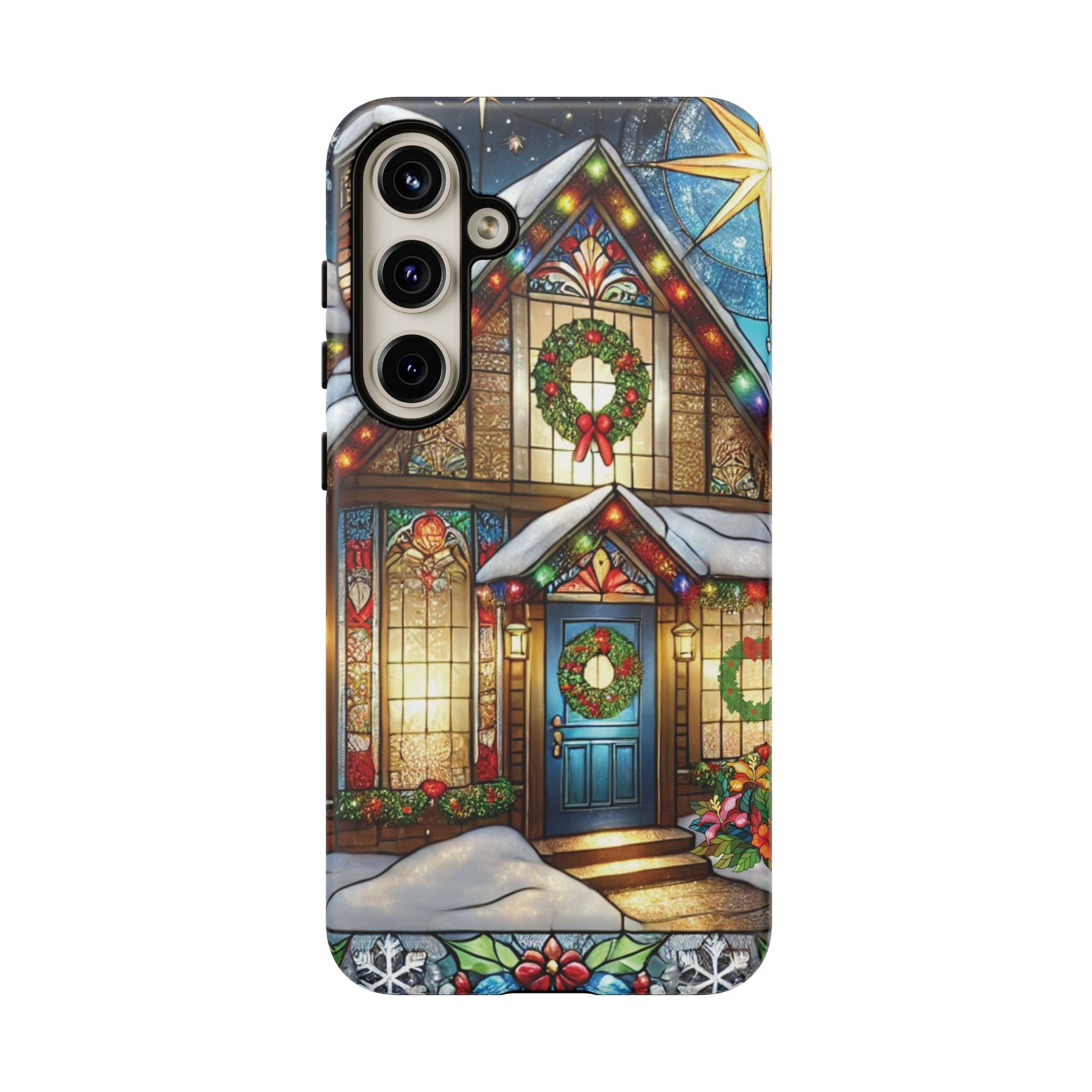 Stain Glass Christmas Phone Case Unique Holiday Protection for Your Device | Stylish & Durable Cover Gift for Her Phone 15, Samsung iPhone Samsung Accessory Gift for Her