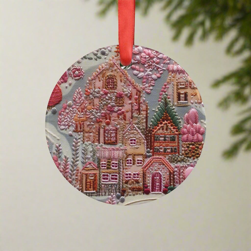 3D Illusion Pink Christmas Acrylic Ornament with Ribbon Perfect Holiday Decoration and Gift Durable Holiday Keepsake | Charming Winter Design | Ideal for Tree Trimming and Gift Giving - MRSBYVALLE