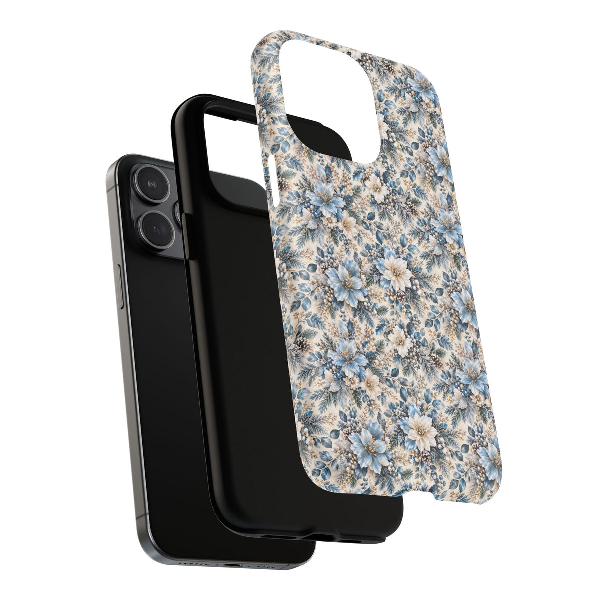Icy Blue Floral MagSafe Tough Phone Case