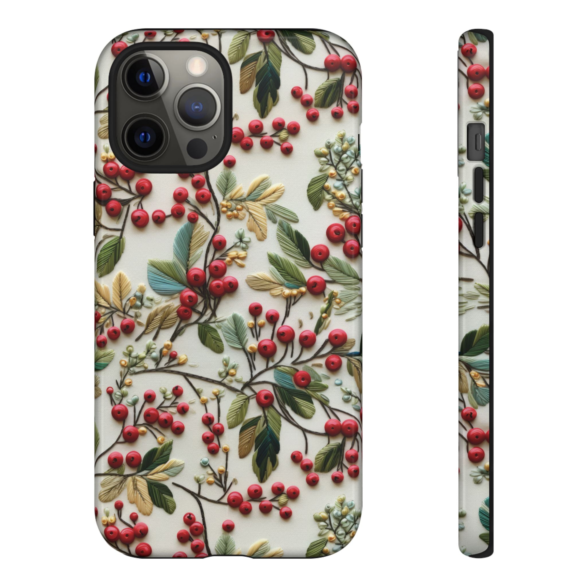 Holly Christmas Wildflowers Boho Chic Design Phone Case - Stylish, Protective Cover for All Models Gift for Mom Accessory Gift for Her