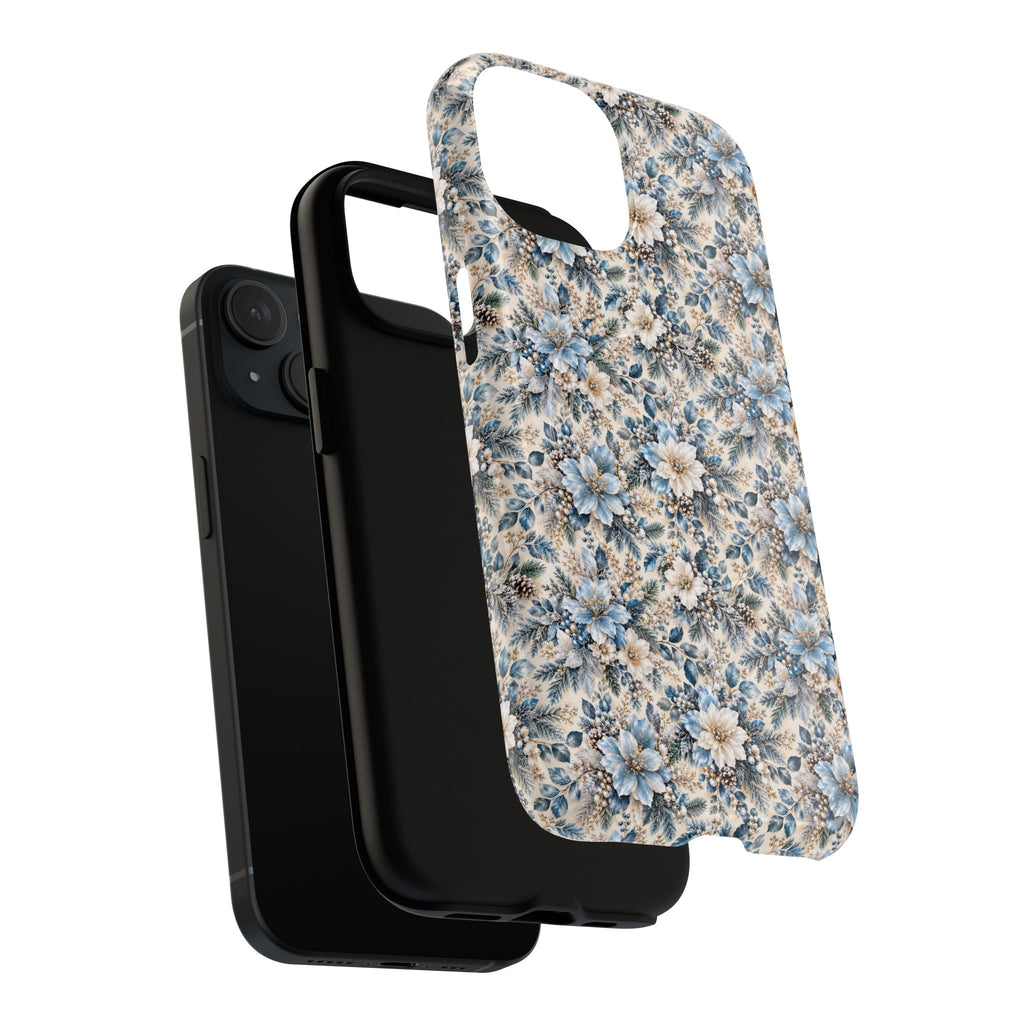 Icy Blue Floral MagSafe Tough Phone Case